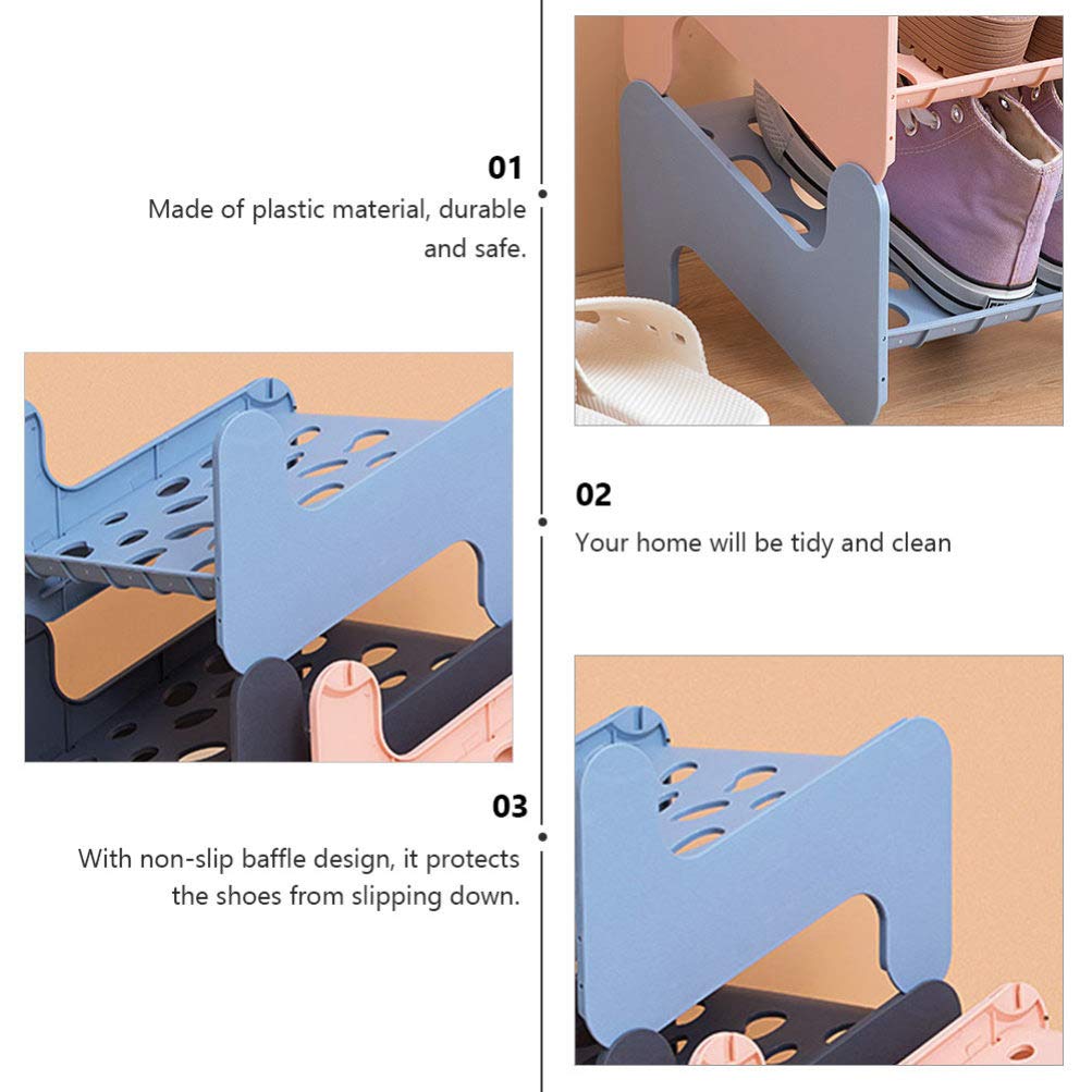 Cabilock Stackable Shoe Rack Organizer - 1pc Plastic Shoe Shelf for Dorm, Closet & Entryway - Space Saving Shoe Storage Solution for Sneakers, Heels & Boots - Perfect for Small Spaces & Home Organization