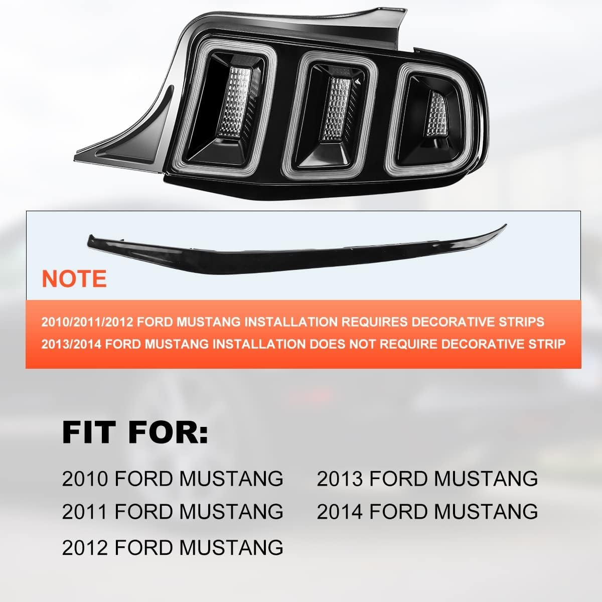 Nixon Offroad LED Tail Lights for Ford Mustang 2010-2014 - Black Housing with Smoke Lens - Direct Replacement Rear Light Assembly (1 Pair) - Perfect for Night Driving & Car Customization