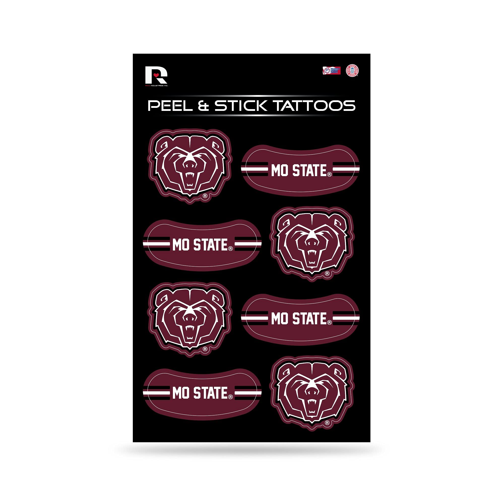NCAA Vertical Tattoo Peel & Stick Temporary Tattoos - Eye Black Stickers for Sports Fans - Game Day Approved for Football, Basketball & Baseball Games - Perfect for Tailgating & Team Spirit Events