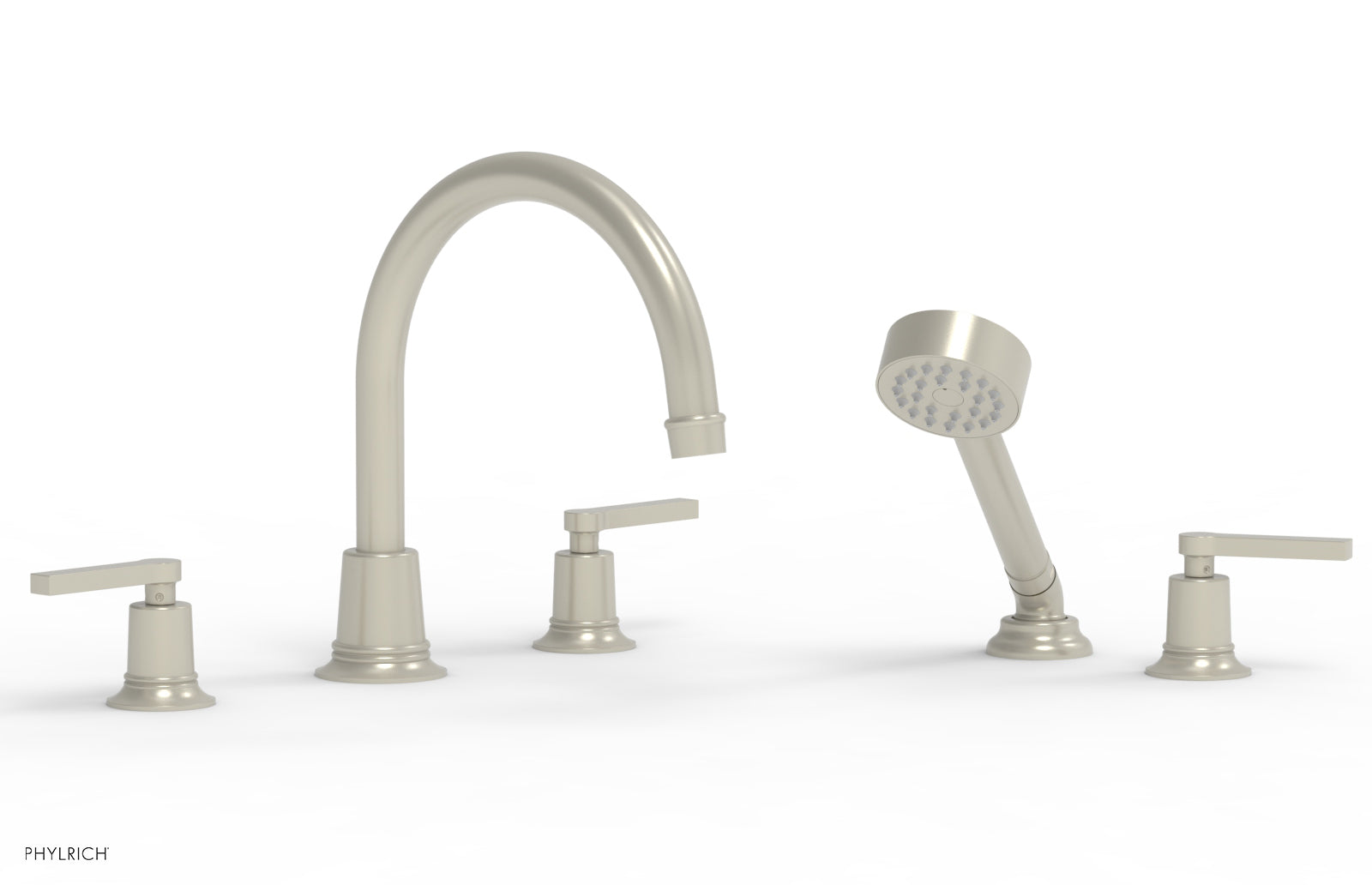 HEX MODERN Deck Mount Tub Faucet Set with Hand Shower and Lever Handles 501-51 - Perfect for Bathroom Renovation and Spa-Like Shower Experience