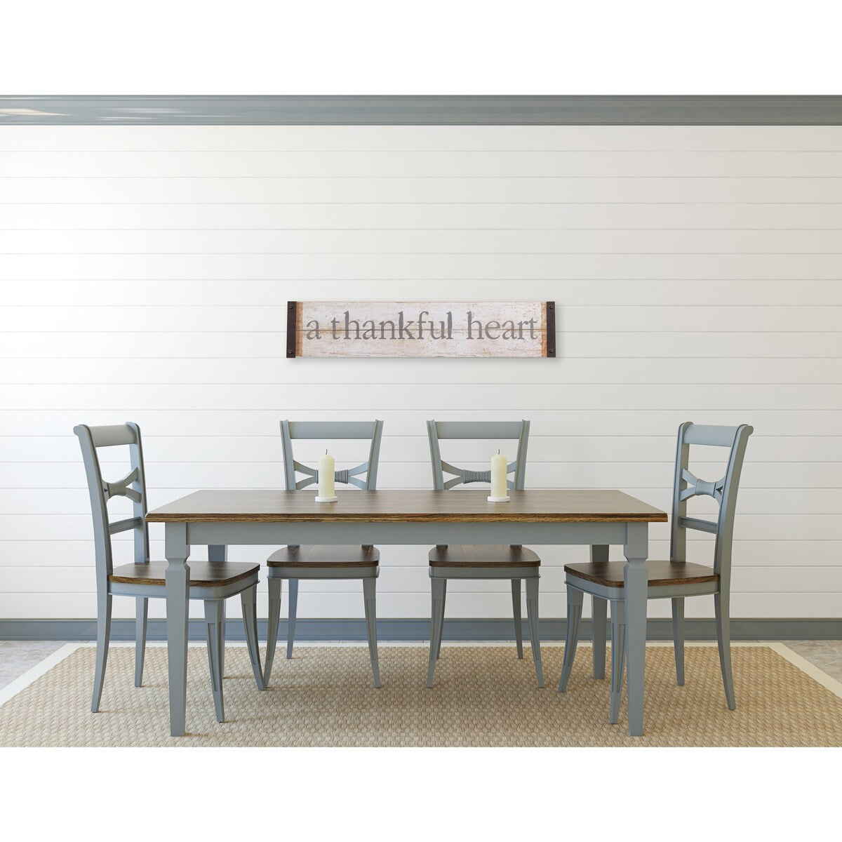 Gratitude Wall Art - 36 x 7.5 Inch Wood & Metal Home Decor for Living Room, Bedroom, Office - Rustic Thankful Heart Sign for Thanksgiving, Christmas & Year-Round Decor