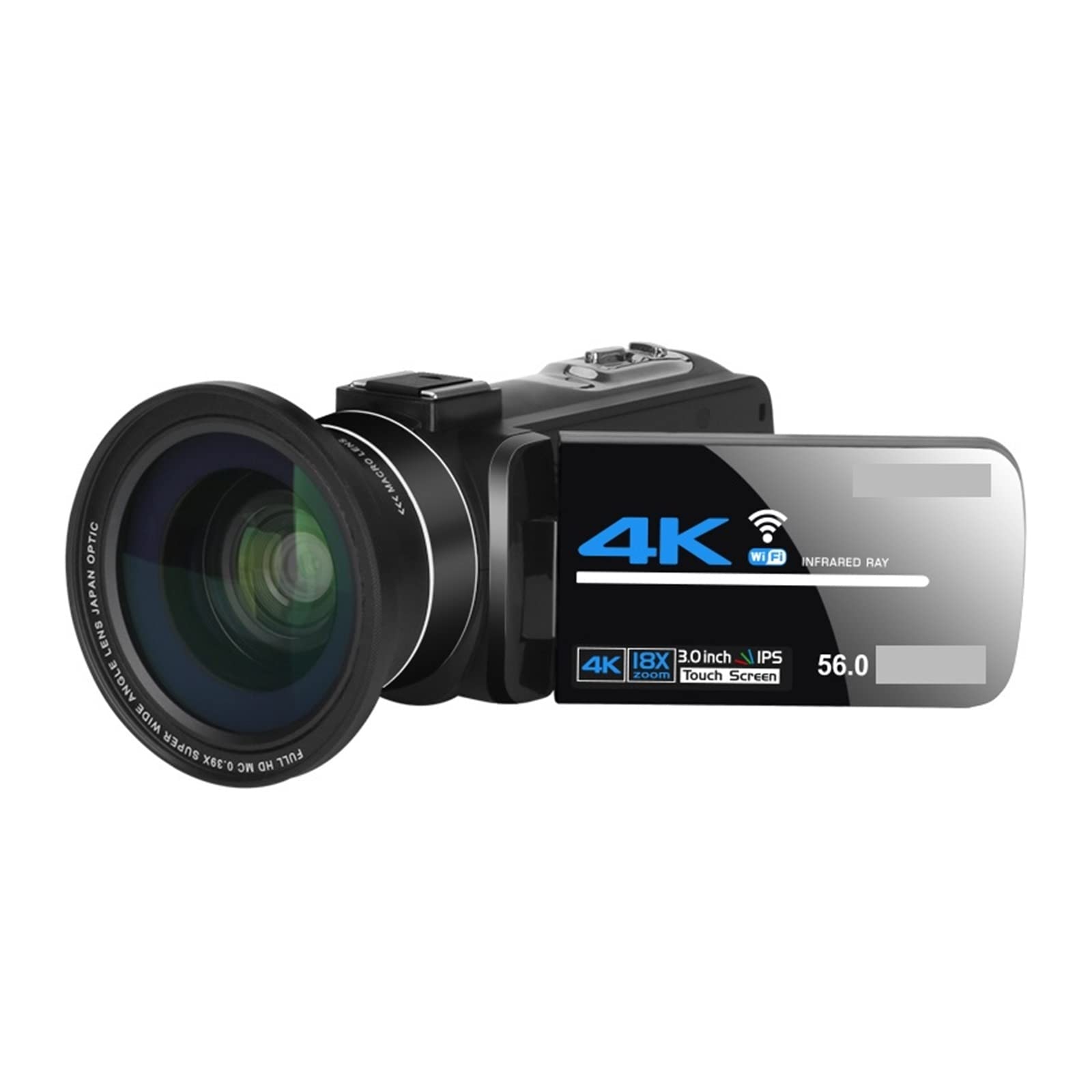 4K Professional Camcorder with Night Vision & 58MP for Vlogging & Live Streaming (32G SD Card Included)
