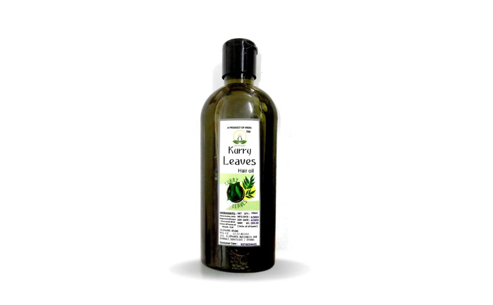 FROWWY 100% Organic Curry Leaf Hair Oil - Herbal & Natural Hair Growth Treatment (100ml) - Perfect for Dry, Damaged Hair & Scalp Care at Home or Salon