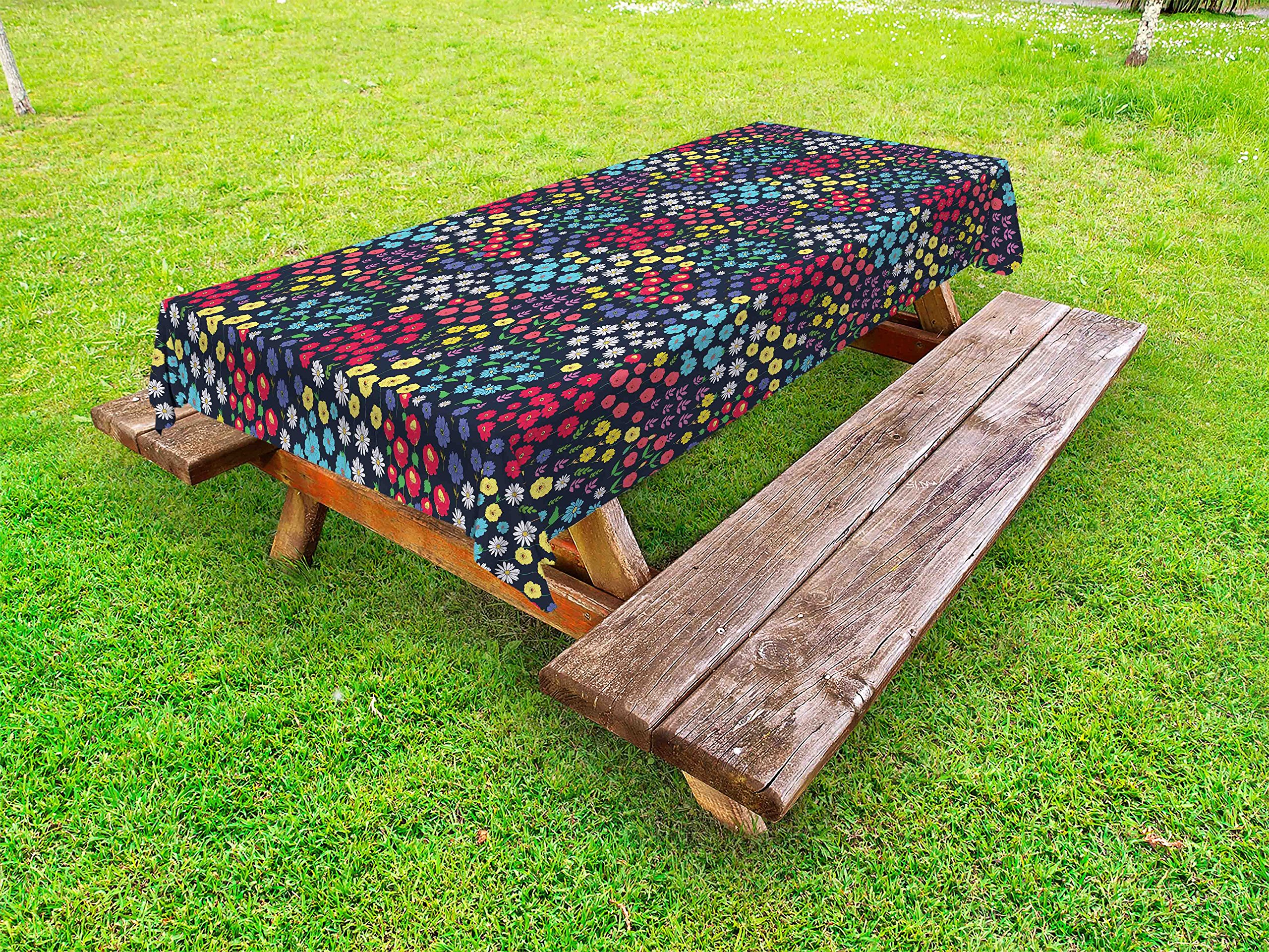 Ambesonne Floral Garden Outdoor Tablecloth - Waterproof Washable Picnic Table Cover 58