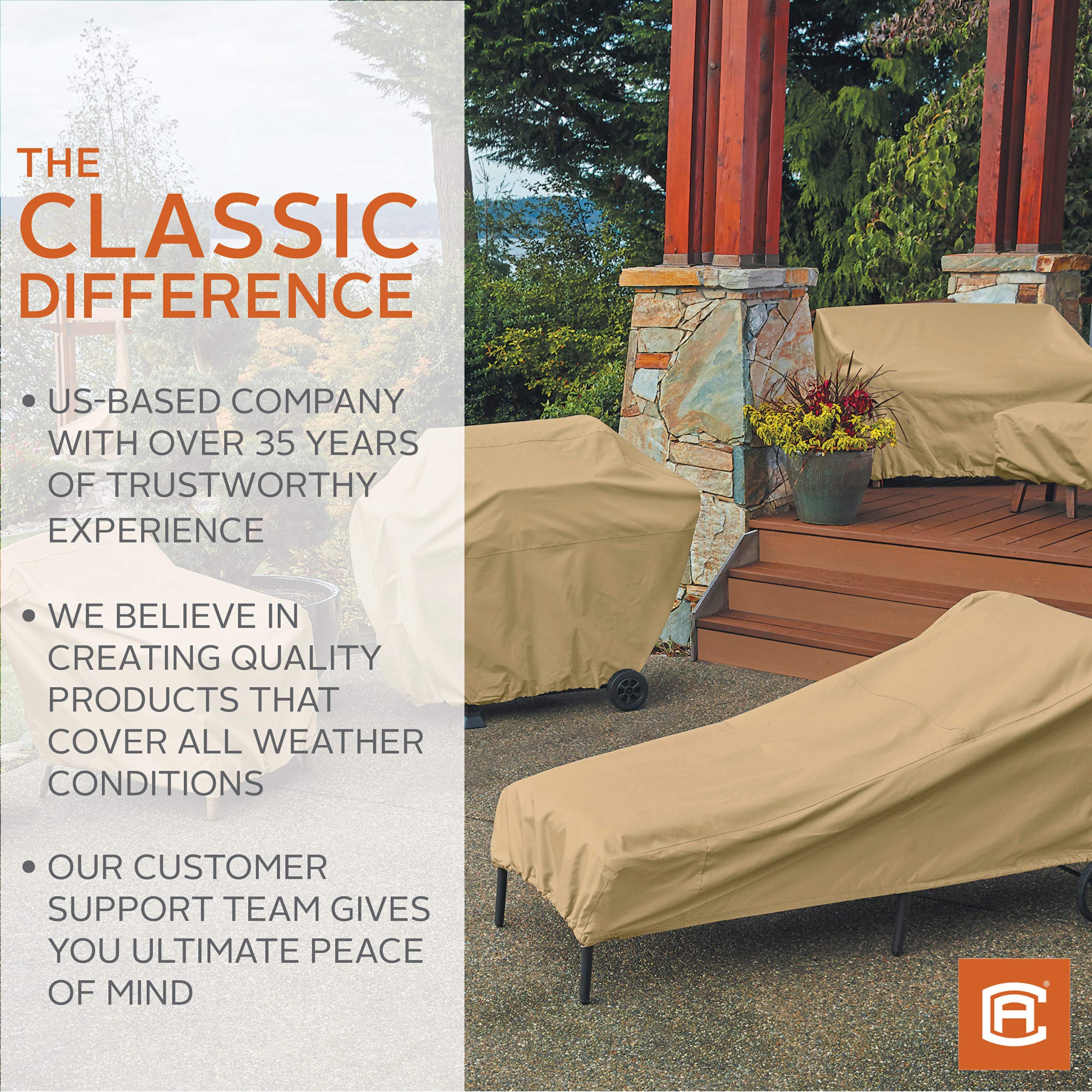 Classic Accessories Terrazzo Water-Resistant 26 Inch Square Ottoman/Coffee Table Cover - Durable Outdoor Protection for Patio, Deck, and Garden Furniture