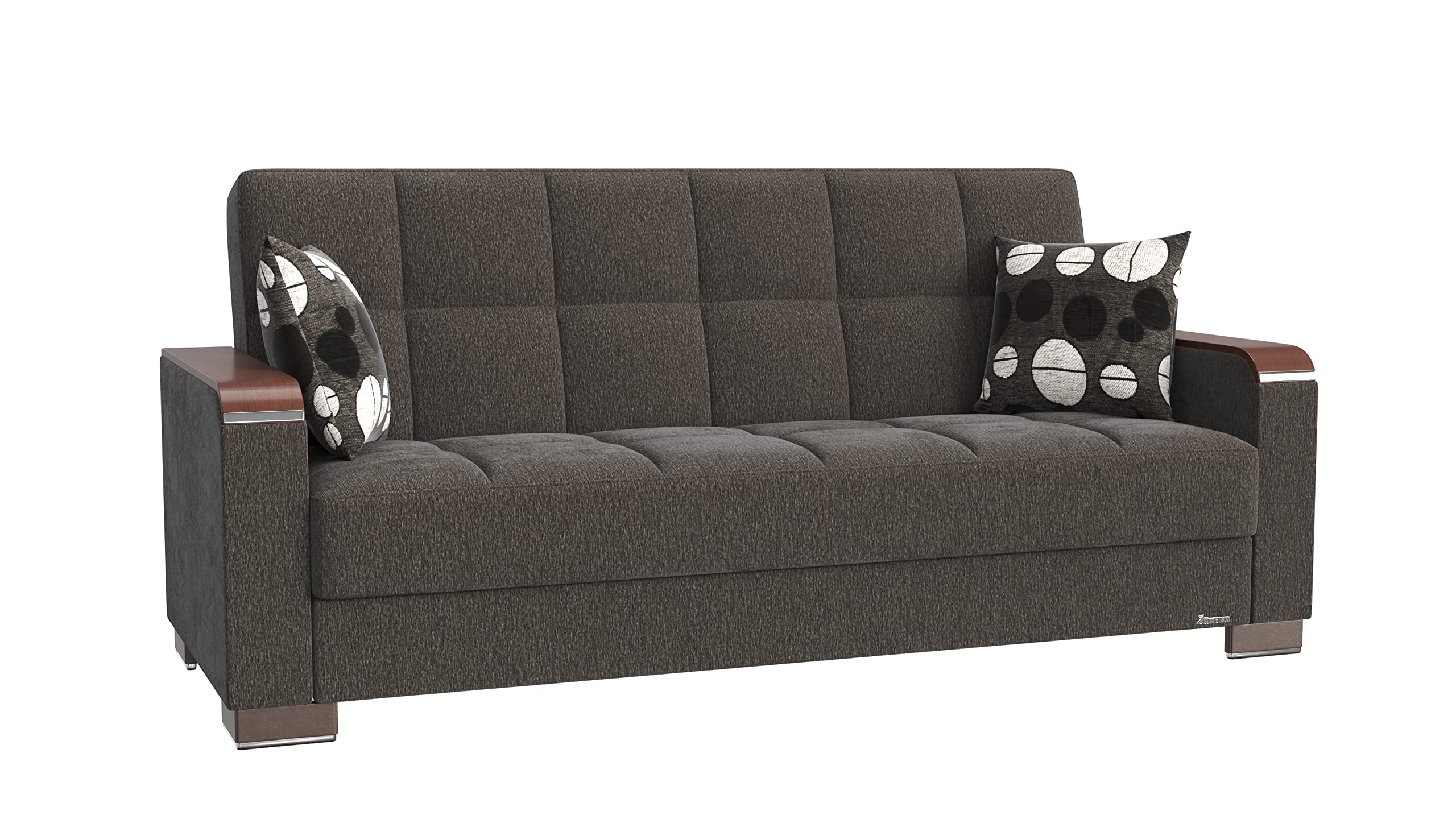 Ottomanson Convertible Sofa Bed with Storage - Legacy X Collection, Grey 3-Seater, Space-Saving Multi-Functional Furniture for Small Apartments & Guest Rooms