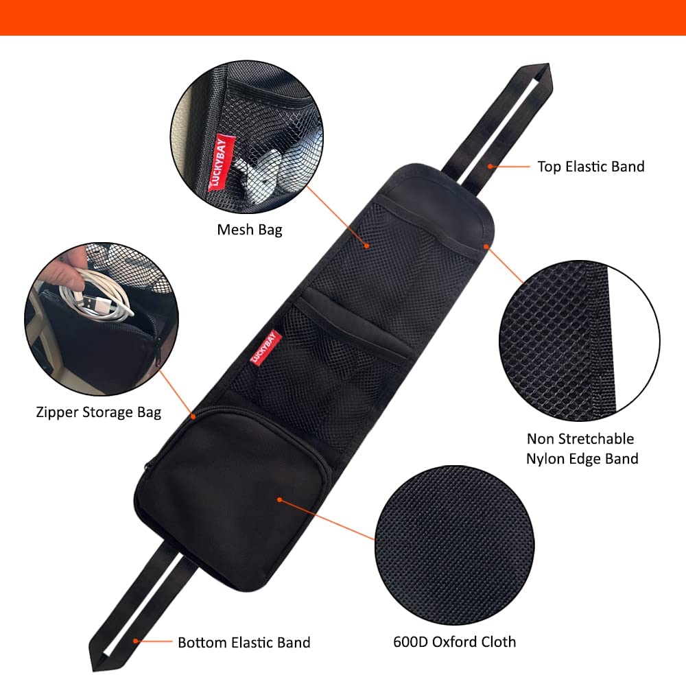 Luckybay Car Seat Side Organizer - Auto Seat Storage Hanging Bag with Mesh Pocket for Phones, Drinks & Essentials - Perfect for Cars, SUVs & Trucks | Keep Your Vehicle Organized on Road Trips & Daily Commutes