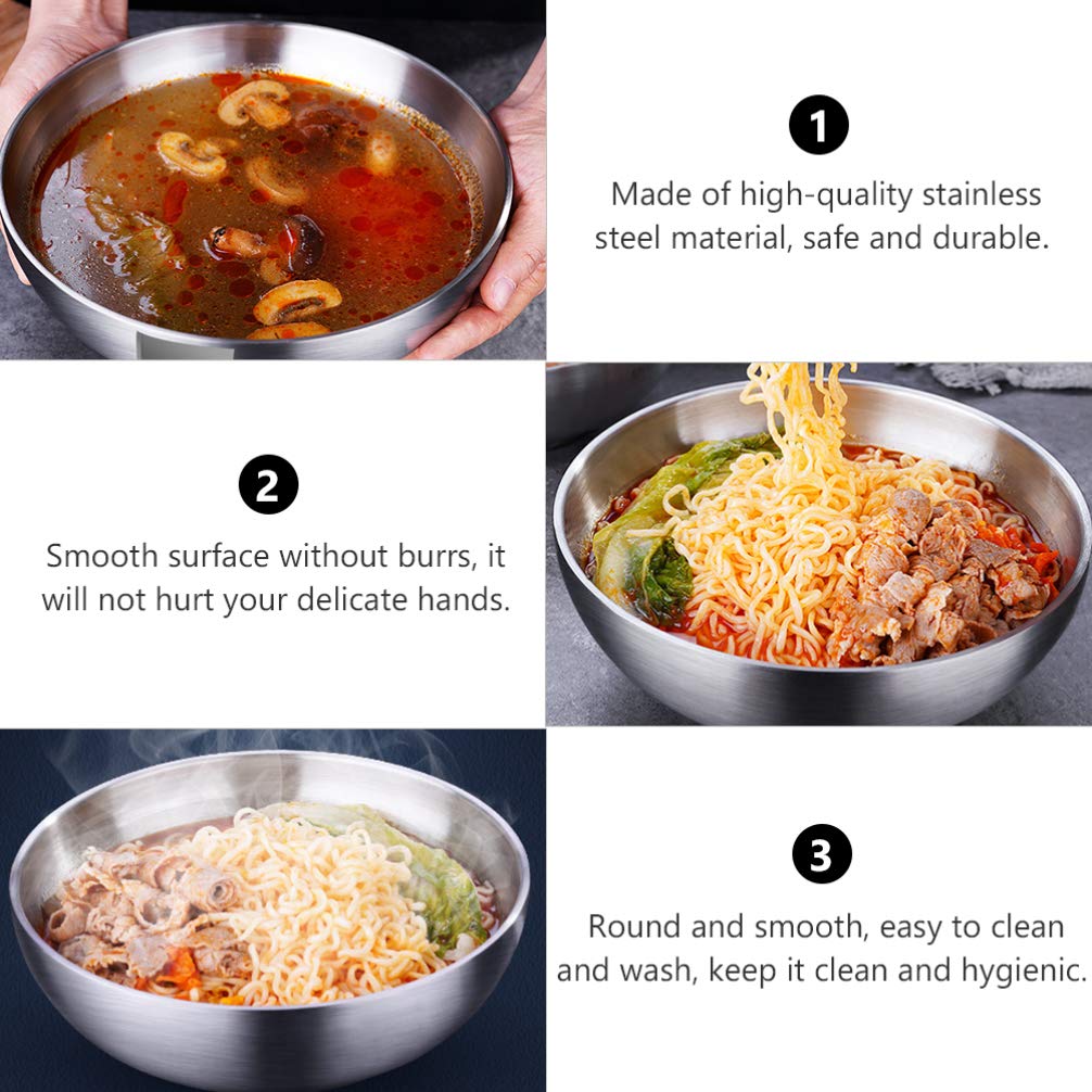 Stainless Steel Mixing Bowl 900ml - Insulated for Soup, Salad & Cereal - Kitchen & Serving Essential