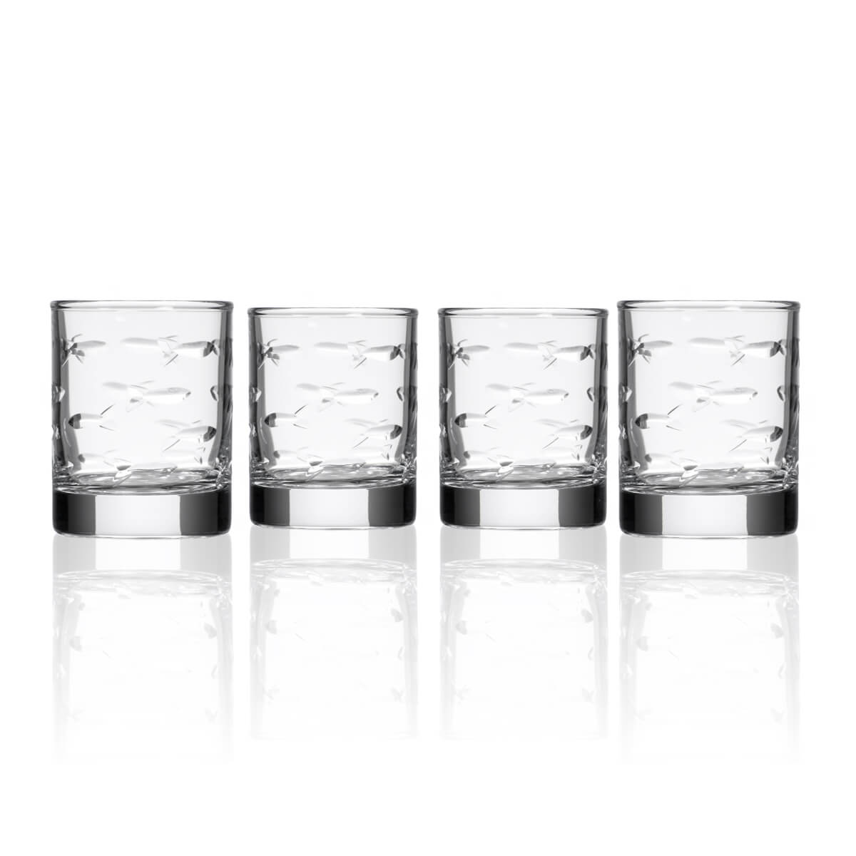 School of Fish 2.5 oz Shot Glasses Set of 4 - Perfect for Parties, Gifts & Home Bar Decor