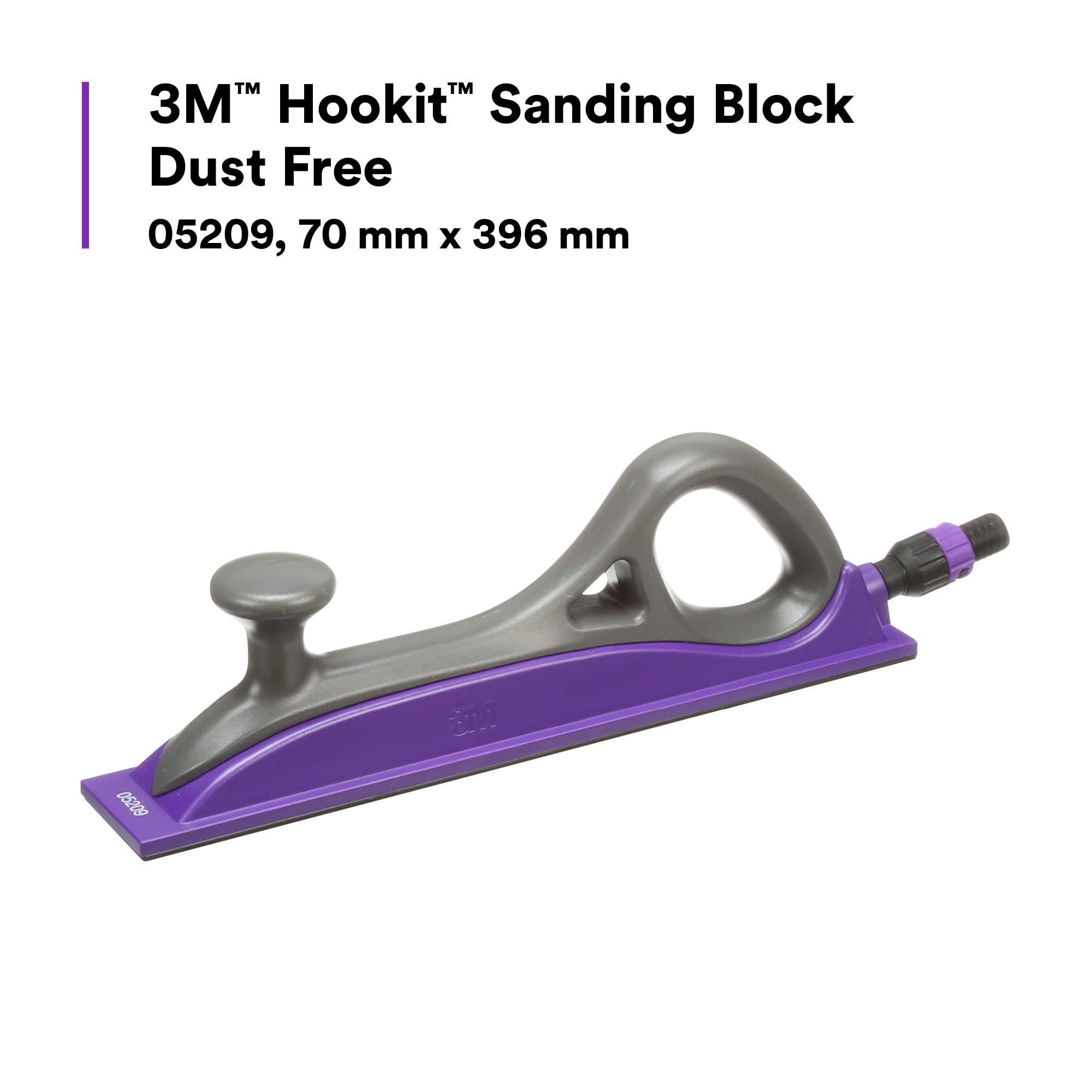 3M Hookit Sanding Block 05209 - 70mm x 396mm Dust-Free Sanding Tool for Woodworking & Auto Body Repair | Perfect for DIY Projects & Professional Use