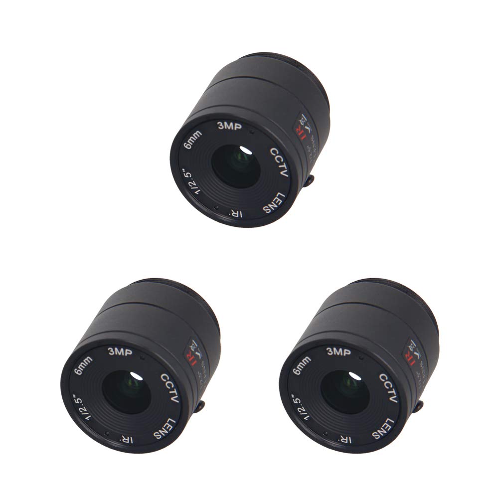 Othmro 3Pcs 6mm CCTV Camera Lens 3MP F1.4 Security WiFi Lens, 1/2.5 Inch Wide Angle CS Mount for IP Camera - Perfect for Home Surveillance, Business Security & Panoramic Monitoring