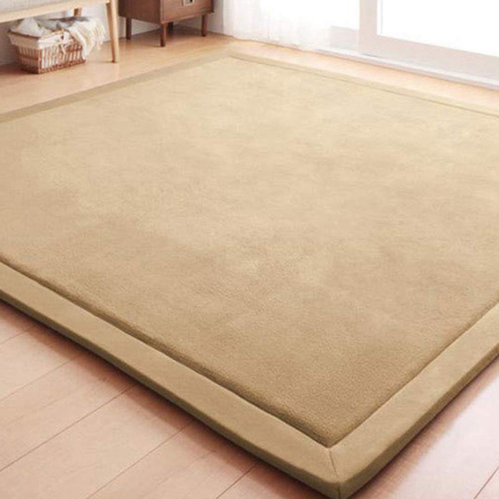Premium Soft Coral Fleece Non-Slip Area Rug 3'x8' - Modern Rectangular Carpet for Living Room, Bedroom, Nursery | Indoor/Outdoor Use, Kids Play Mat, Home Decor Runner (Beige)