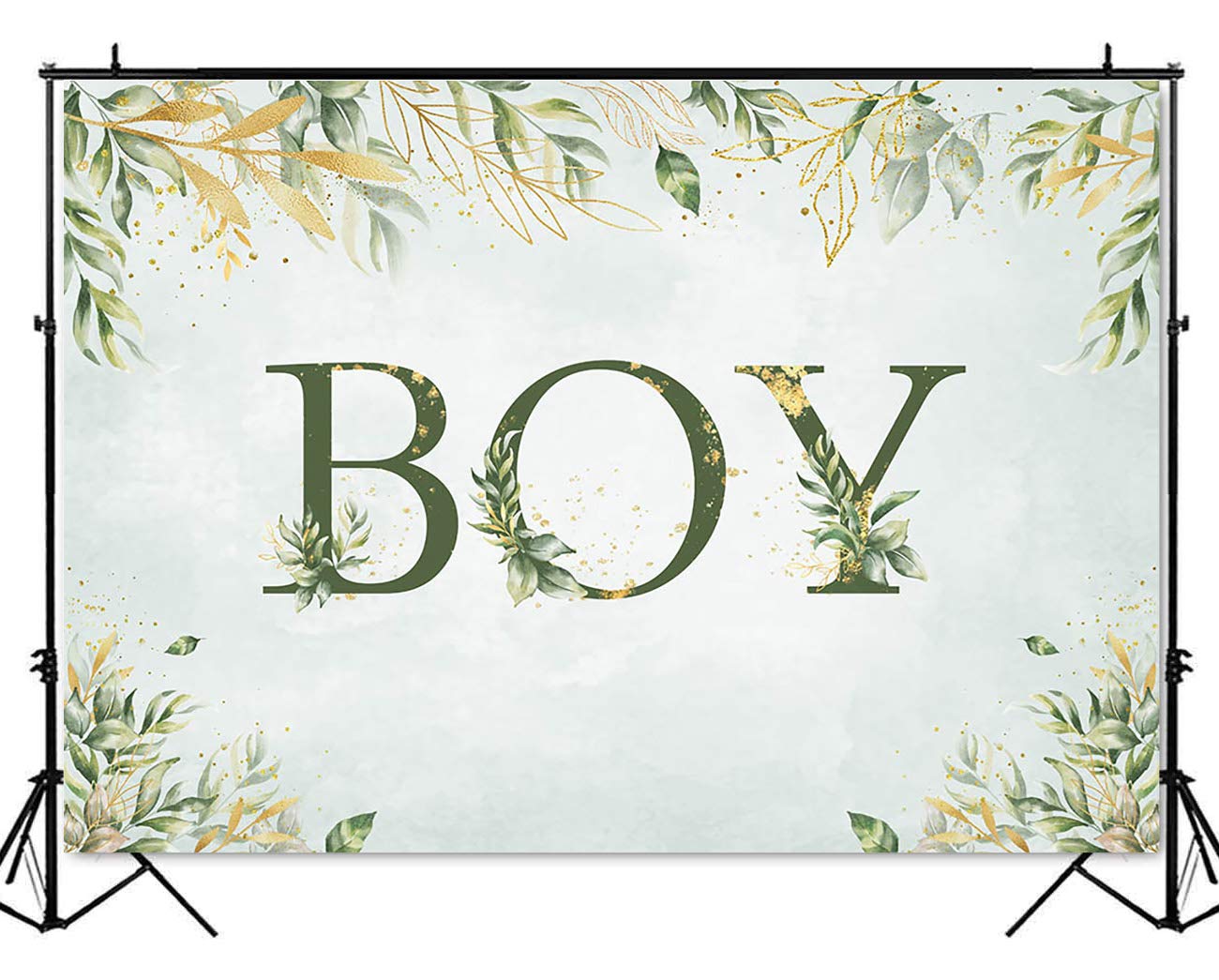 7x5ft (82x60 inch) Greenery Baby Shower Backdrop - Boho Eucalyptus Gender Reveal Party Decor for Boys, Spring Summer Nursery Decorations, Cake Table Banner & Photo Booth Background - Perfect for Baby Showers, Gender Reveals & Birthday Parties