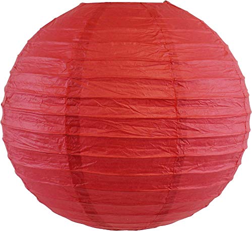 24-Inch Dark Red Round Chinese Japanese Paper Lanterns - Set of 10 for Asian Wedding Decor, Festival Lighting, and Home Party Decoration