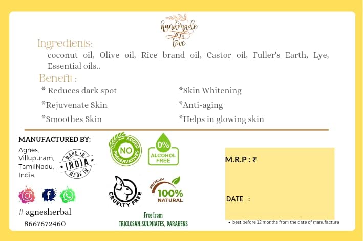 Agnes Moringa Soap - 100% Natural & Herbal Cold Processed Handmade Soap for Eczema, Anti-Aging & Acne Treatment | Pack of 2 (200g) | Gentle Cleansing for Sensitive Skin & Daily Skincare Routine