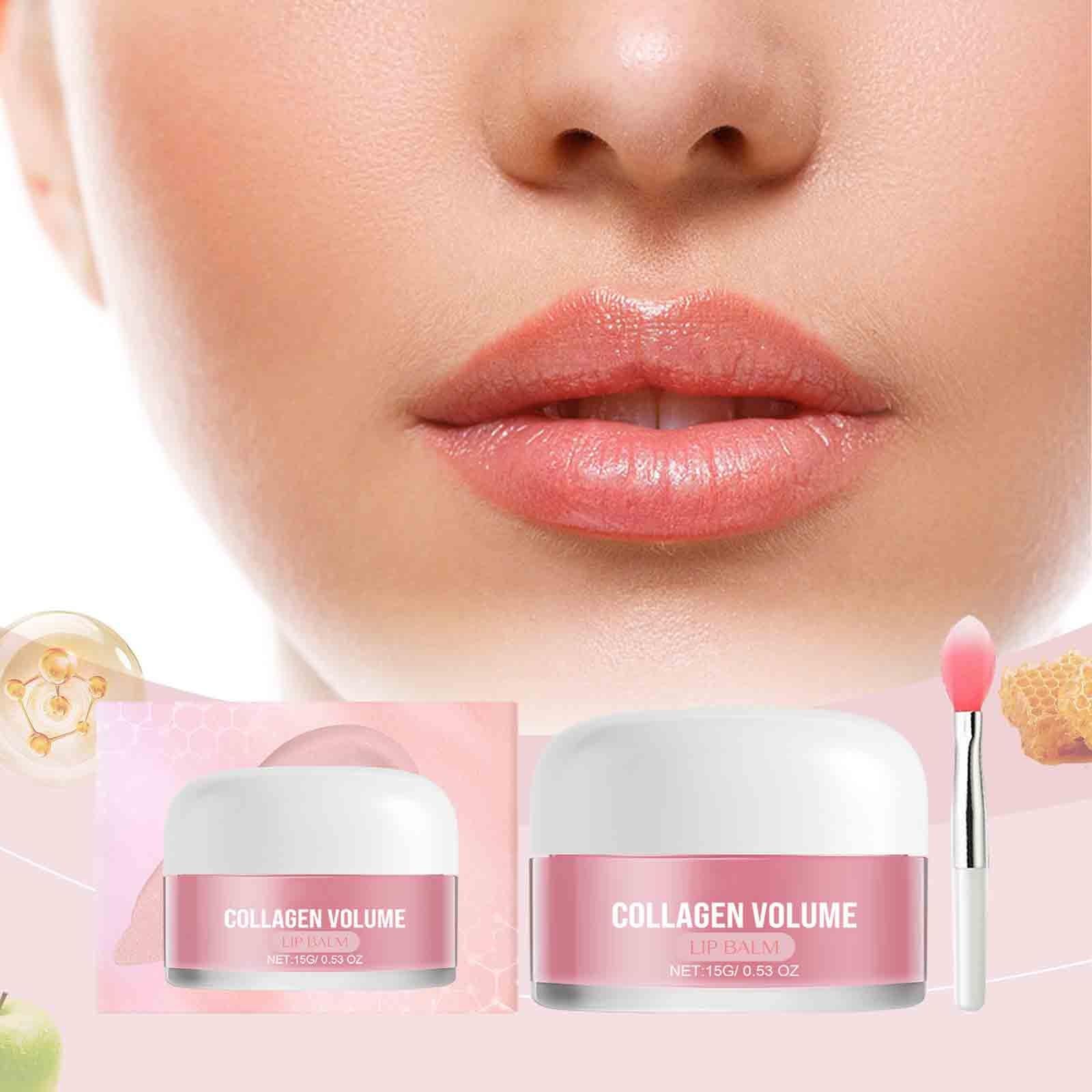 Collagen Peptide Lip Balm for Hydration & Volume - Overnight Lip Sleeping Mask with Moisture Boost, Smoothing & Plumping Effect - Sheer Glossy Finish for Fuller Lips - Perfect for Night Care & Daily Lip Treatment (1pc)