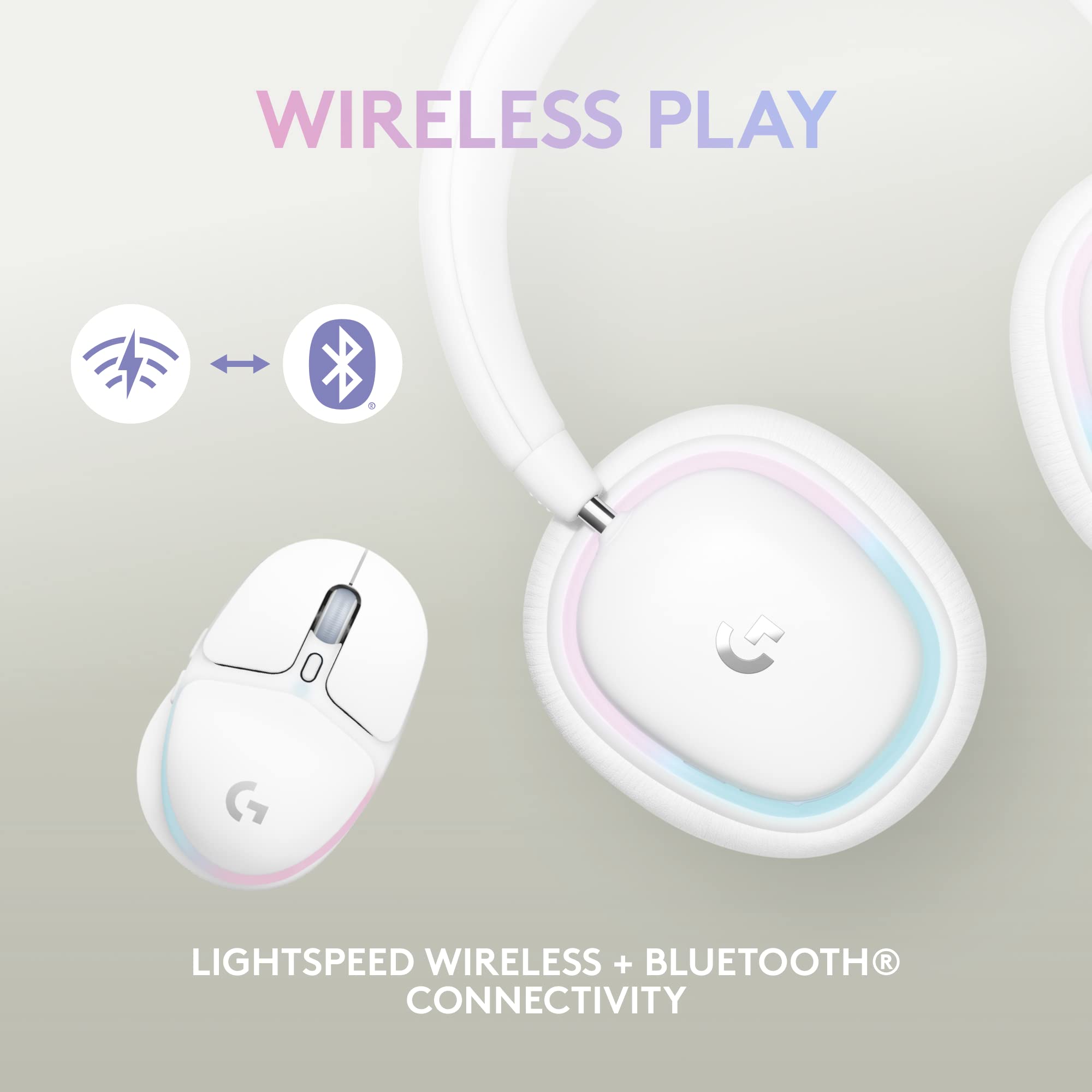 Logitech G735 Wireless Gaming Headset & G705 Mouse Combo - Customizable RGB Lighting, Lightspeed Wireless, Bluetooth - Compatible with PC, Mac, Laptop (White Mist) - Perfect for Esports, Streaming & Home Office Setup