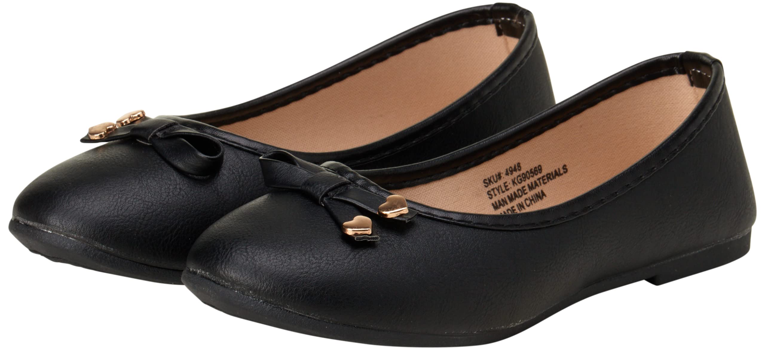 Classic Leatherette Ballet Flats with Sparkling Glitter Bow - Comfortable Toddler & Girl Shoes for School, Parties & Special Occasions