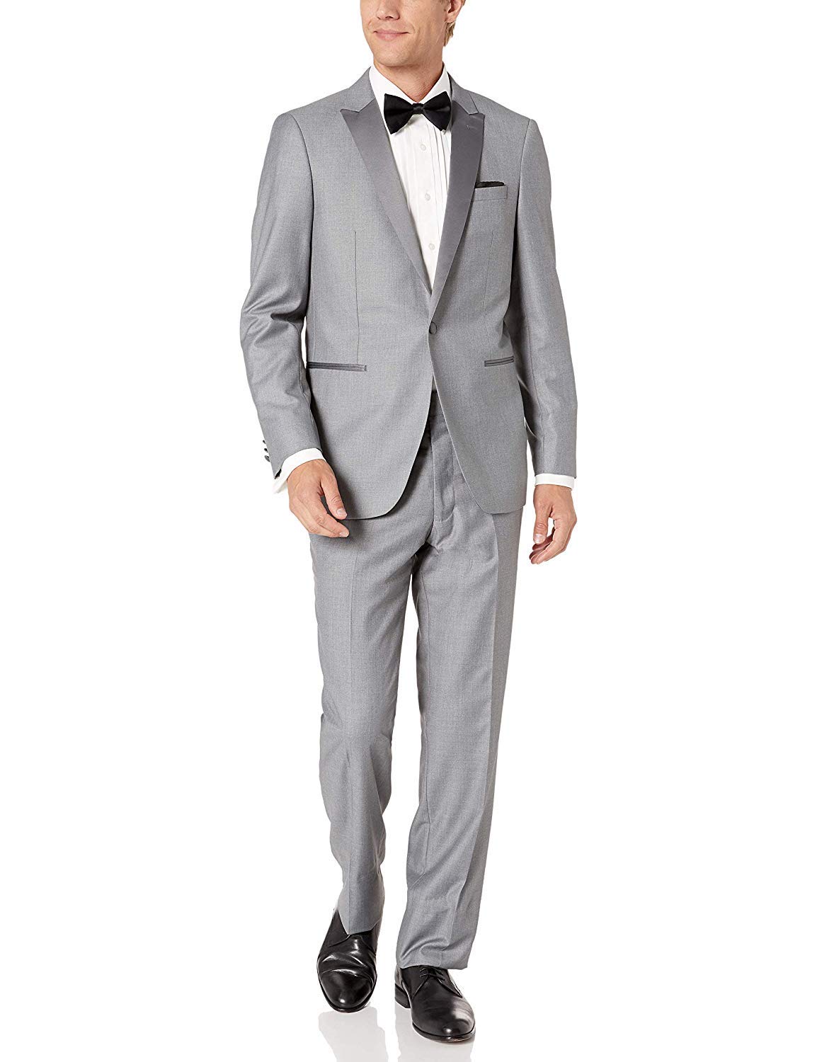 Adam Baker Men's Slim Fit Single Breasted 2-Piece Tuxedo Suit Set - Formal Wedding Suit, Business Attire & Special Occasion Outfit for Groom, Prom & Evening Events