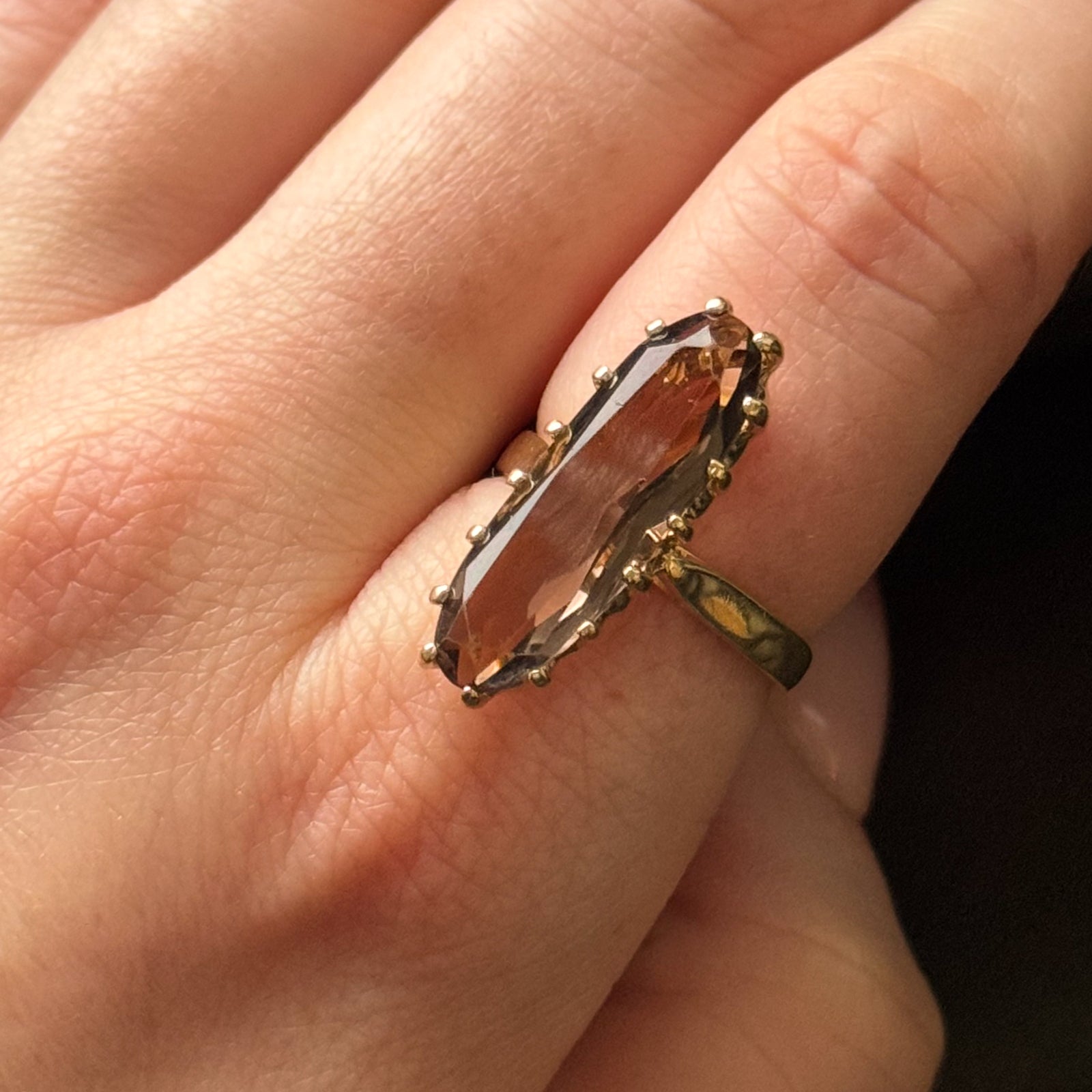 Smoky Quartz Cocktail Ring - 6.00 Carat Genuine Stone - Size 7.75 - Elegant Evening Jewelry for Parties & Special Occasions