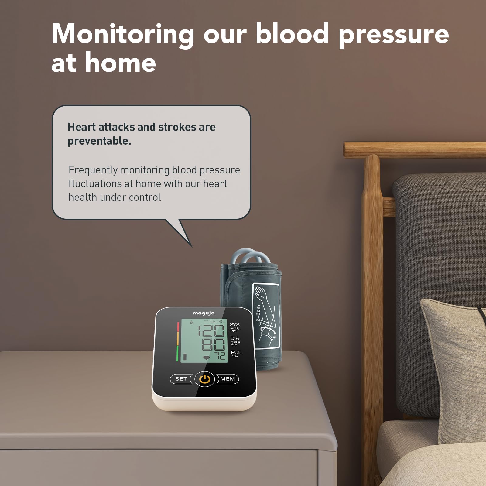 Maguja Automatic Digital Upper Arm Blood Pressure Monitor with Cuff - Accurate Home BP Machine for Hypertension Tracking & Heart Health Monitoring | Ideal for Adults, Seniors & Daily Health Checks