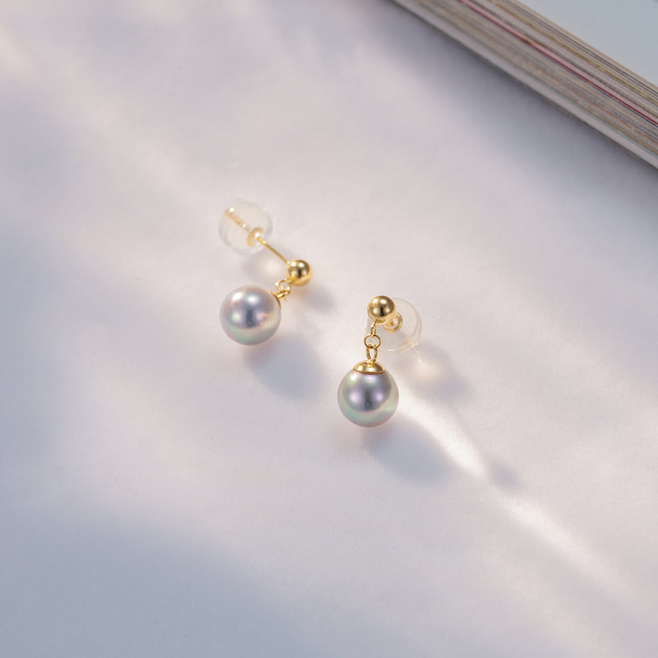 18K Silver Blue Akoya Pearl Earrings for Women - Classic Stud Earrings with Genuine Pearls - Perfect for Weddings, Parties & Special Occasions KE00134