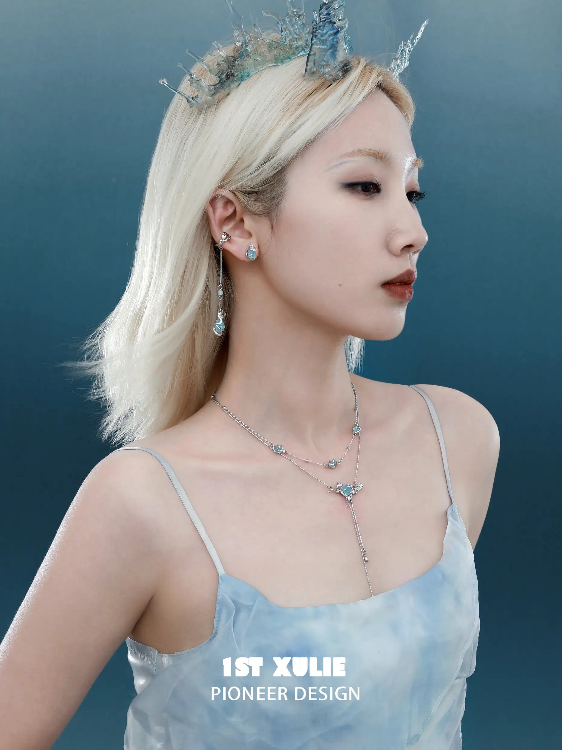 Loong Ling Loong Aquamarine S925 Sterling Silver Tassel Choker Necklace™ - Elegant Bohemian Jewelry for Women, Gift for Her, Perfect for Parties, Weddings & Special Occasions