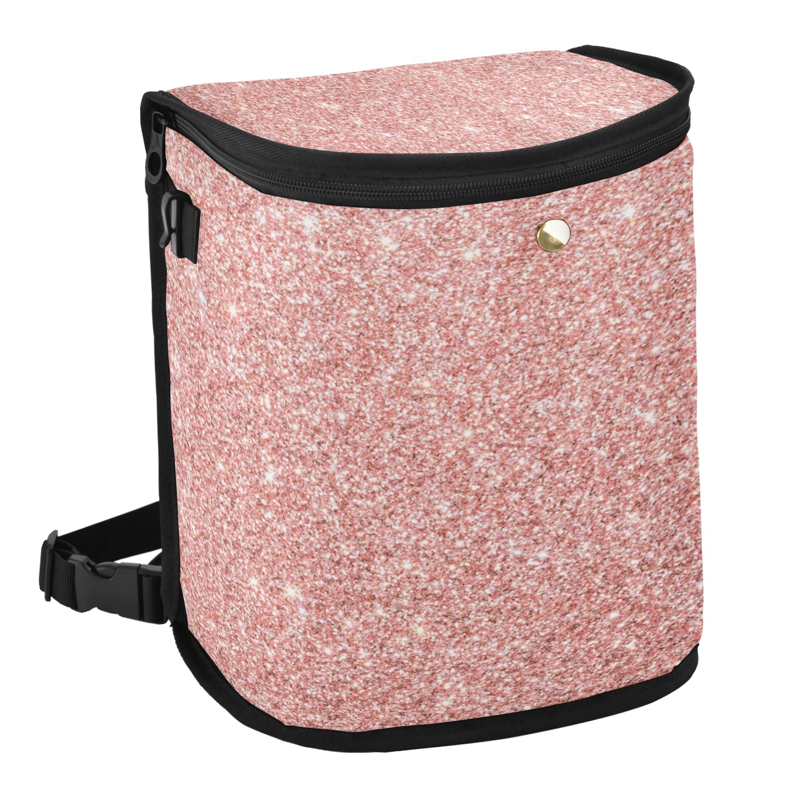 Rose Gold Flash Car Trash Can with Lid - Leak Proof & Waterproof Car Garbage Bag for SUV, Truck, Sedan | Perfect for Road Trips, Commuting & Keeping Your Vehicle Clean