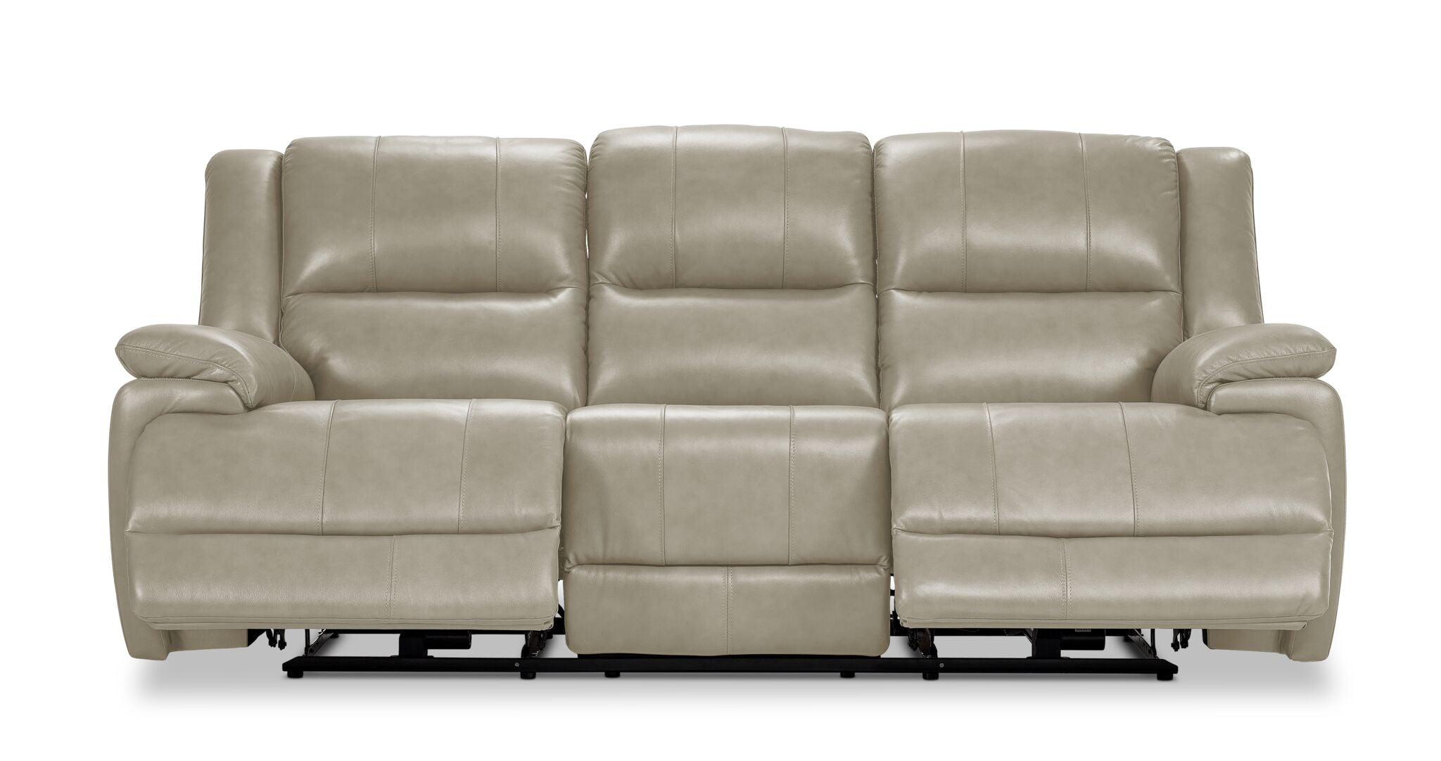 Allie Leather Dual Power Reclining Sofa with USB Chargers - Modern Comfort for Living Room, Home Theater & Family Gatherings (Fog Color)