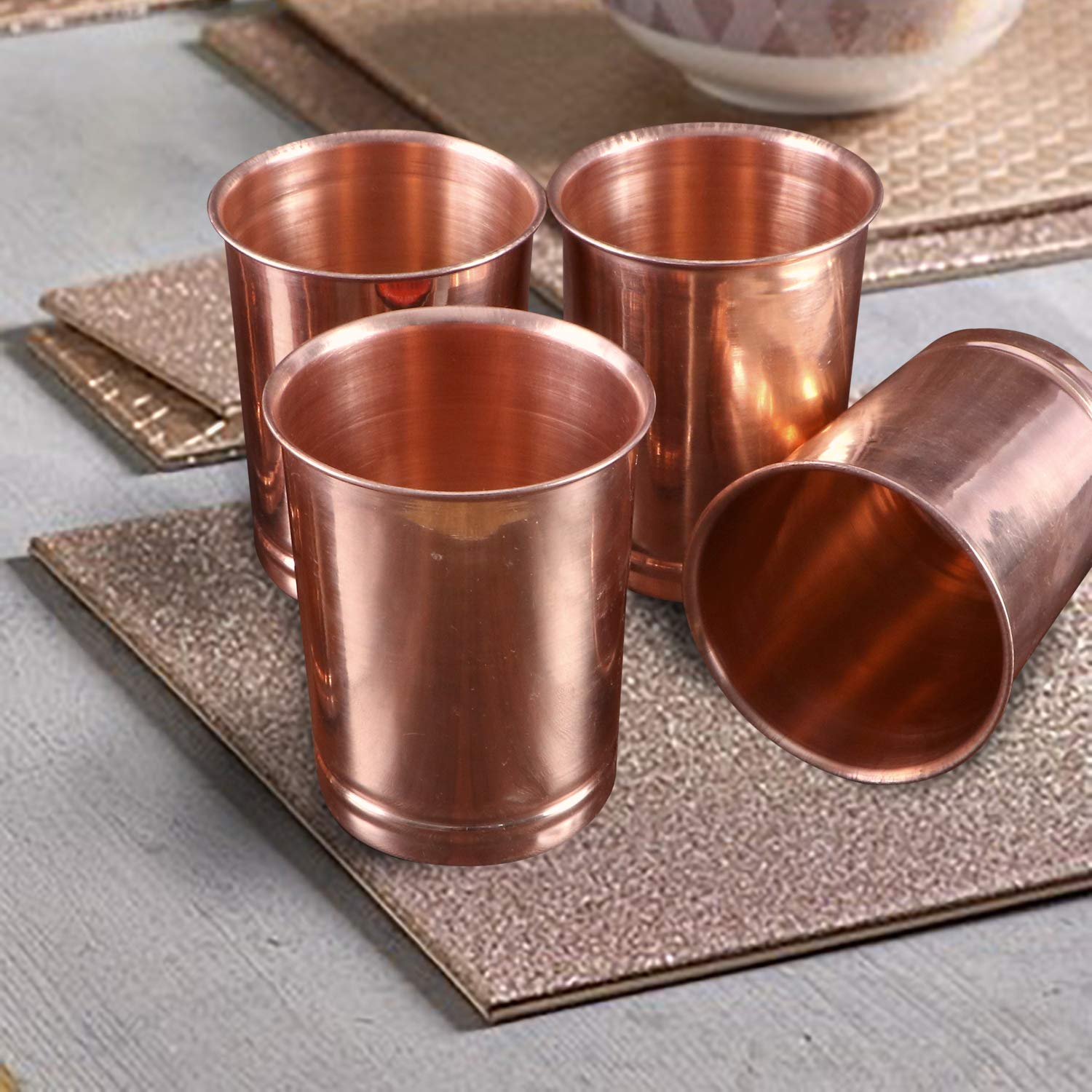 Pure Copper Water Bottles - Handmade 11oz Copper Drinking Cups for Health Benefits (Pack of 6) | Ideal for Detox, Ayurveda & Daily Hydration at Home, Office or Gym