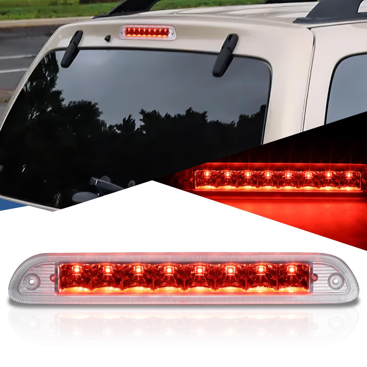 Auto Dynasty LED High Mount Third Brake Light Lamp - Chrome Housing - Compatible with Ford Escape 2001-2007 & Mercury Mariner 2005-2007 - Enhanced Visibility & Safety for Night Driving & Off-Road Adventures