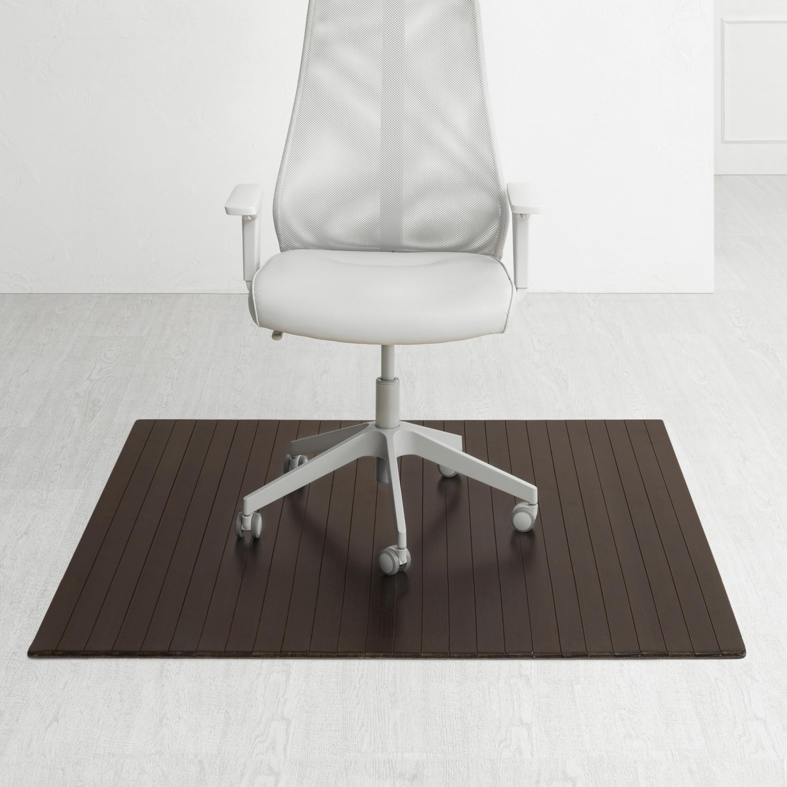 Premium Bamboo Chair Mat for Hardwood Floors – 5mm Thick, Anti-Slip & Heavy Duty – Protects Office & Home Floors – Ideal for Desks, Rolling Chairs & High-Traffic Areas