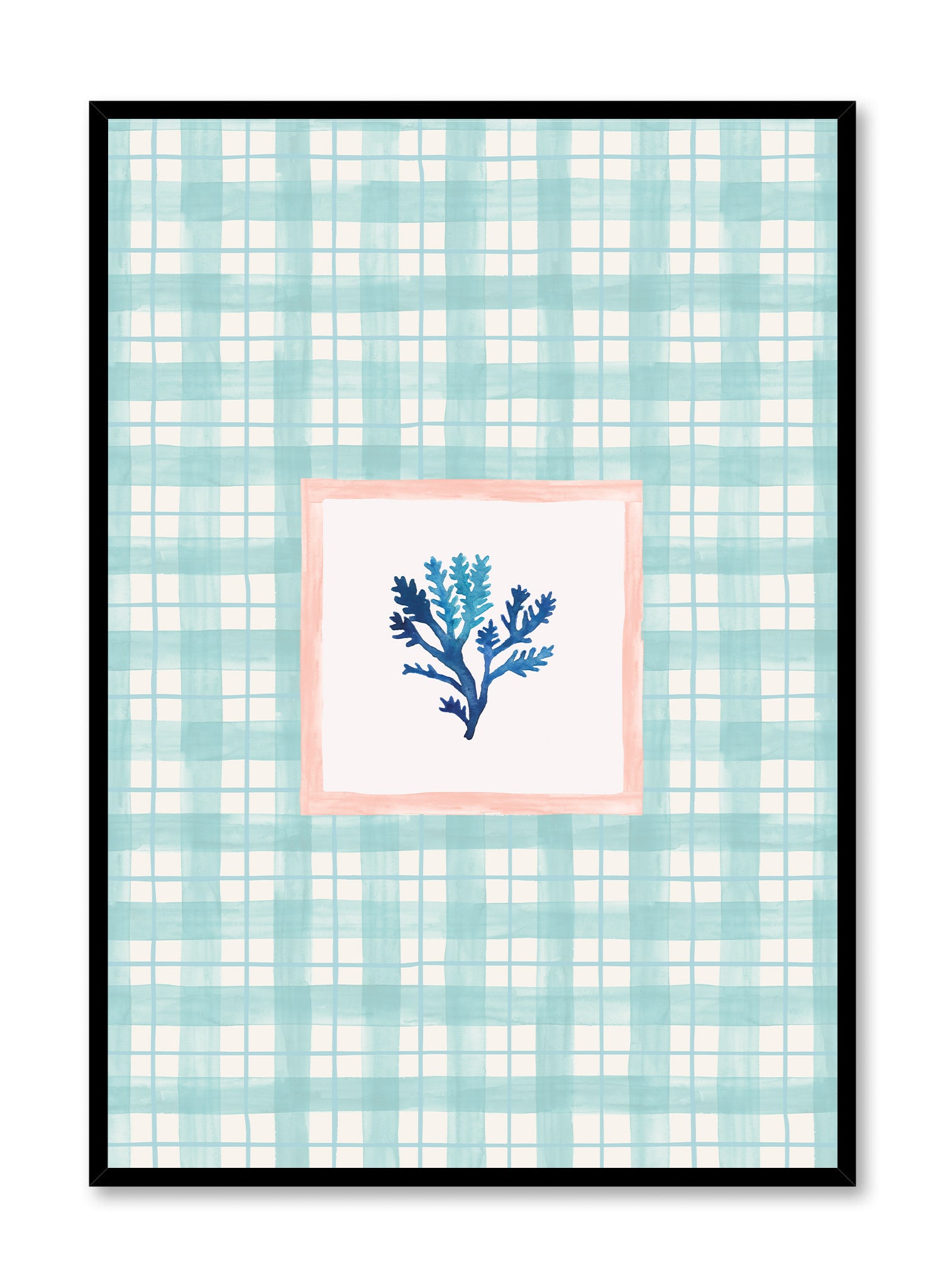 Stylish Corals and Plaid Poster - Vibrant Wall Art for Home, Office & Dorm Decor - Perfect for Living Room, Bedroom & Gift Giving