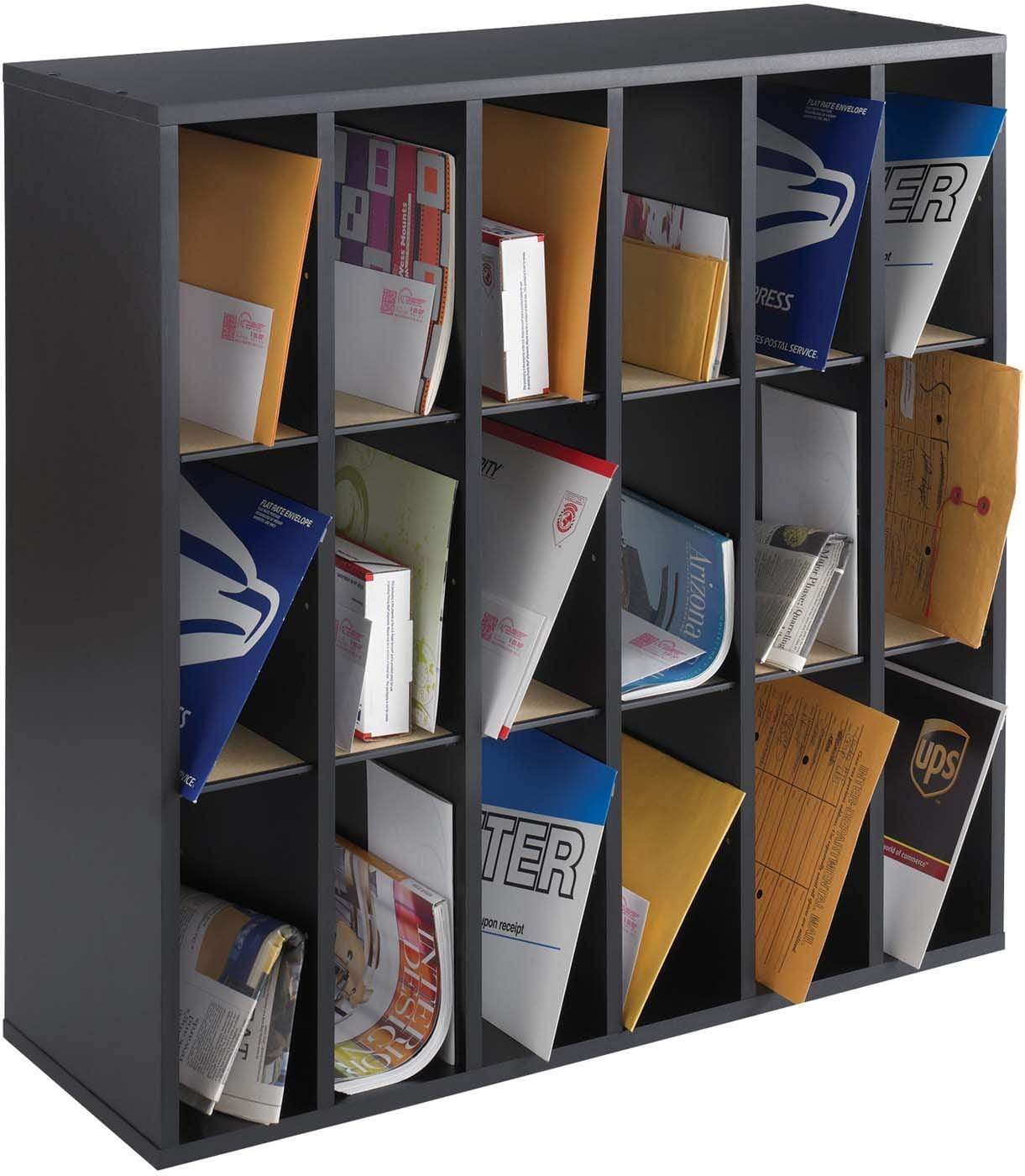 18 Compartment Wooden Mail Sorter Organizer - Wall Mount Letter Holder for Home Office Organization & Mail Storage