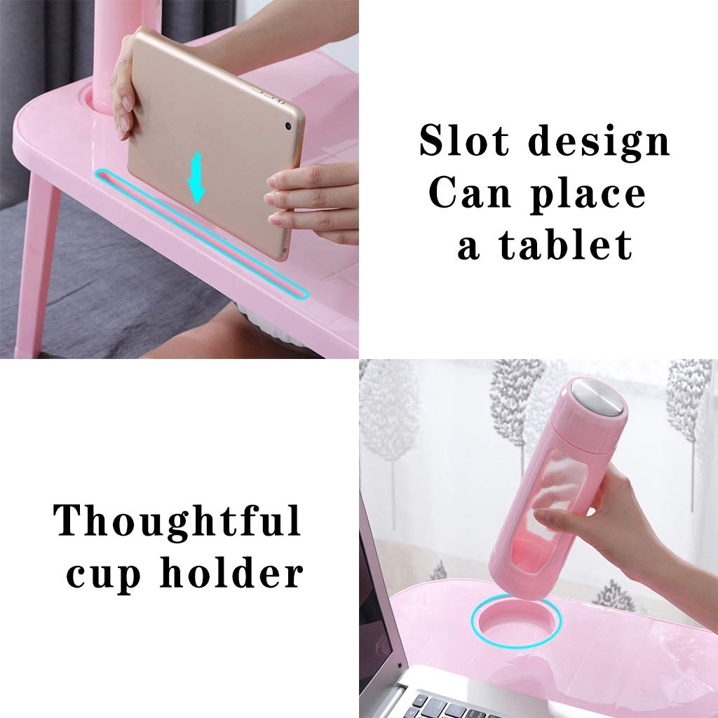 Pink Small Home Office Desk - Foldable Computer Desk for Bedroom, Study & Workspace - Simple Student Desk with Easy Assembly - Perfect for Remote Work & Small Spaces
