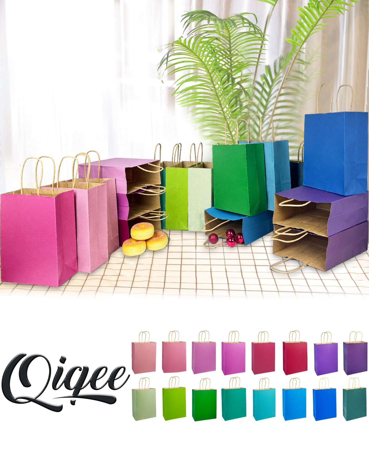 60 Pack Kraft Paper Gift Bags with Handles - 7.6