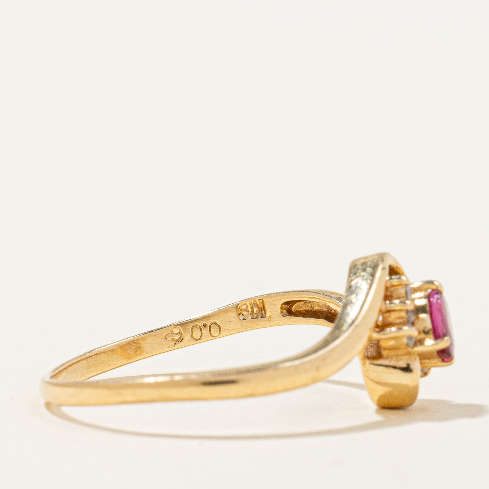 Elegant Ruby & Oval Abstract Ring - 0.21ct Natural Ruby with 0.06ctw Diamond Accents - Size 6.5 - Perfect for Engagement, Anniversary & Special Occasions