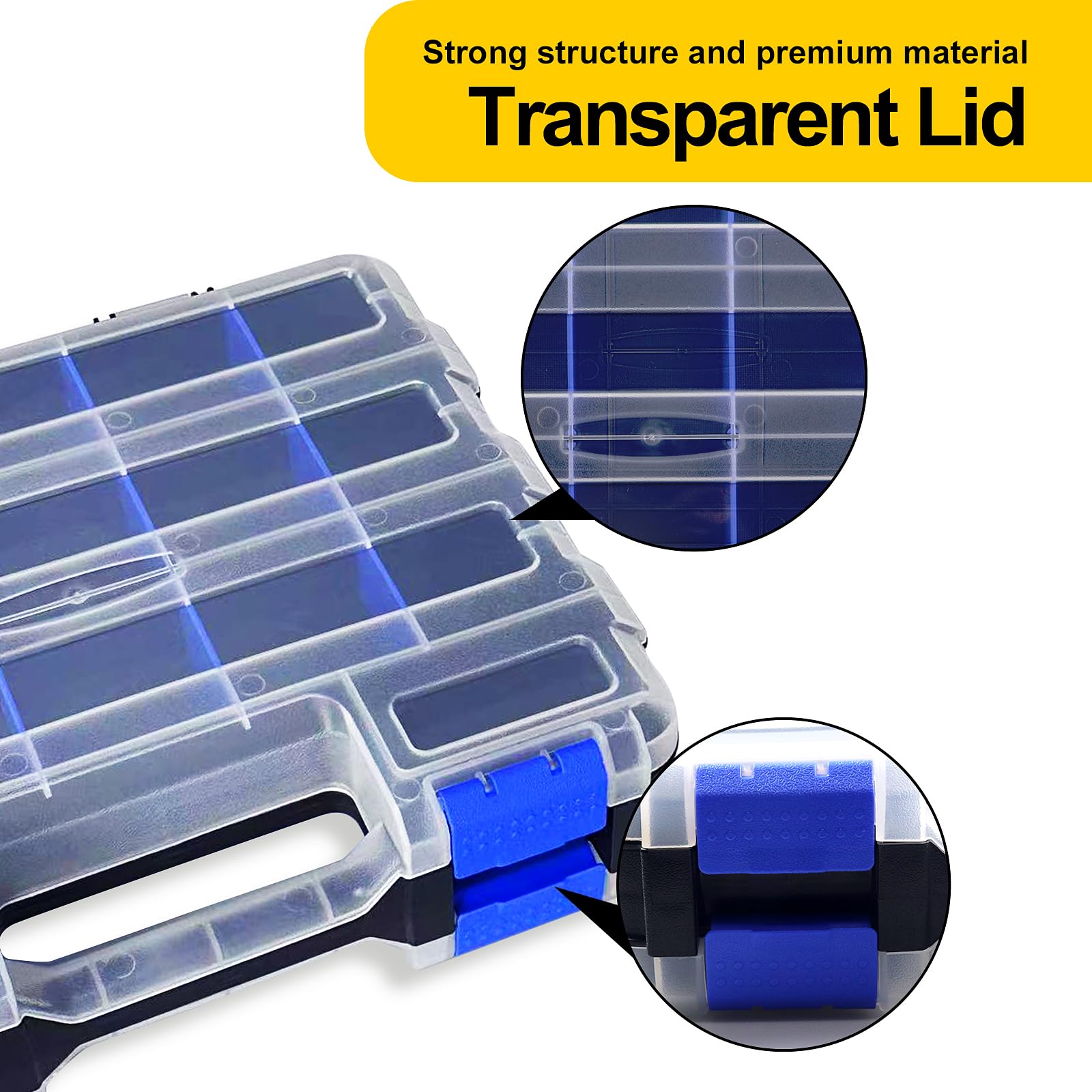 34-Compartment Double-Sided Screw Organizer Box - Portable Small Parts Storage with Removable Dividers for Screws, Nuts, Bolts & Nails | Perfect for Workshop, Garage & DIY Projects