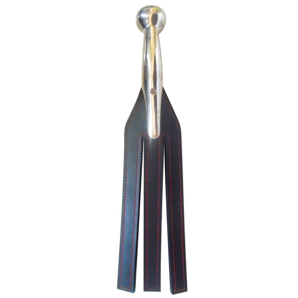 Premium 3-Finger Leather Paddle with Durable Metal Handle - Perfect for BDSM, Spanking, and Sensation Play