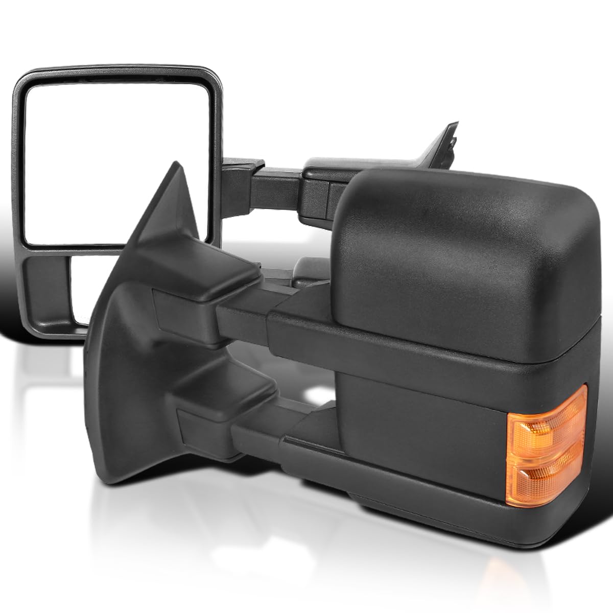 Spec-D Tuning Manual Towing Mirrors with Turn Signal Lights for 2003-2015 Ford F250 Super Duty - Perfect for Enhanced Visibility & Safety While Hauling Trailers or Large Loads