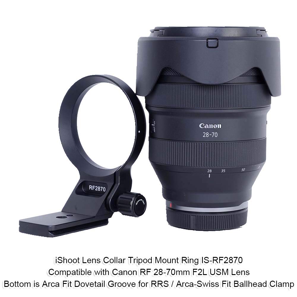 iShoot 74.5mm CNC Aluminum Lens Collar Tripod Mount Ring - Compatible with Canon RF 28-70mm F2L USM Lens | Arca-Swiss Quick Release Plate | Professional Photography Support Bracket for Studio & Outdoor Shooting