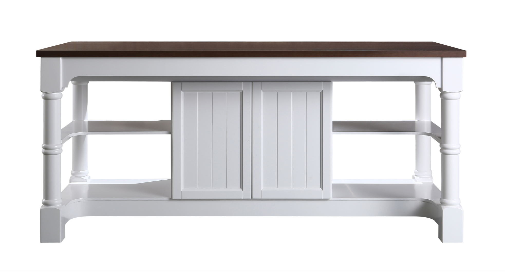 Design Element Monterey 80-Inch White Kitchen Island with Wood Countertop - KD-03-80-W-WD - Perfect for Modern Kitchens, Open Concept Living & Entertaining Spaces