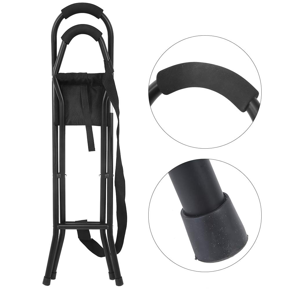 Foldable Cane Seat with Adjustable Height - Lightweight Walking Stick & Travel Stool for Seniors & Elderly - Perfect for Outdoor Activities, Hiking, Shopping & Daily Support