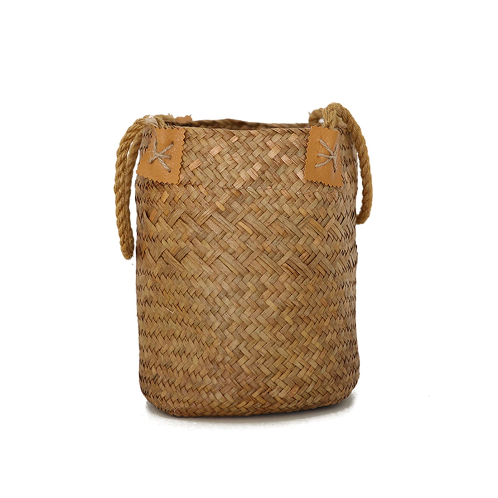 Handwoven Rustic Round Flower Pot Basket with Handle - 20