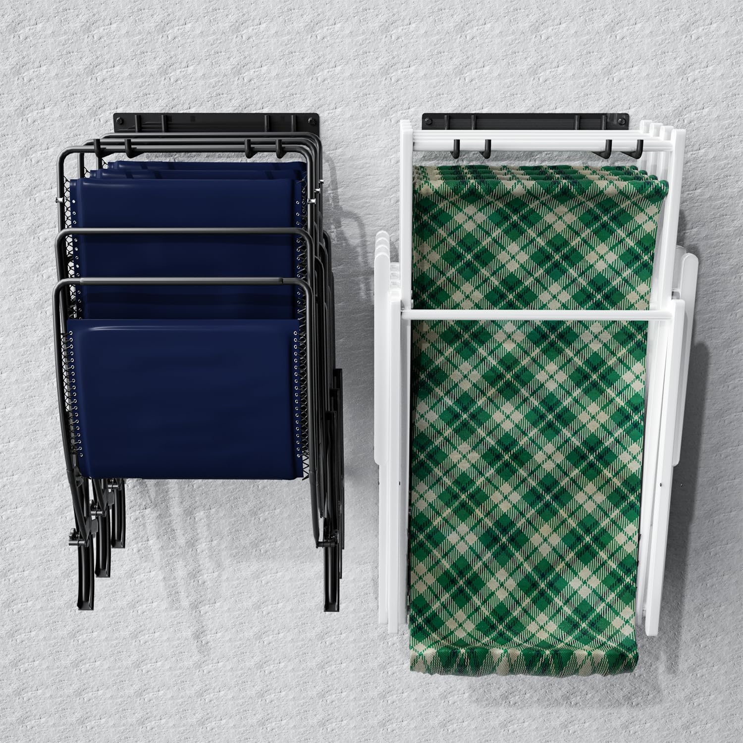 YYR Heavy Duty Folding Chair Storage Rack - 2 Pack Wall Mount Organizer for Garage, Garden, Lawn & Beach - Solid Metal Hooks Holds 240 lbs - Perfect for Camping Gear, Yard Chairs & Outdoor Equipment Storage