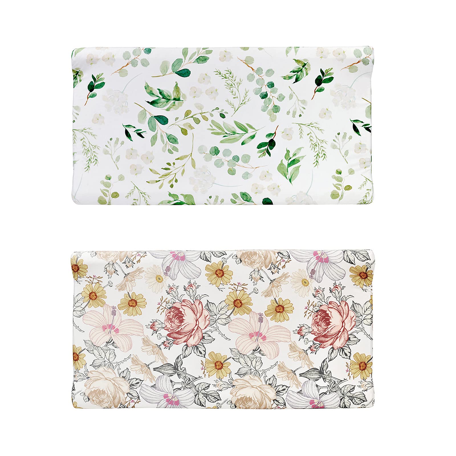 NCONCO 2-Pack Soft Fabric Changing Pad Covers - Unisex Diaper Changing Sheets for Standard Size Changing Pads | Waterproof & Breathable for Nursery, Daycare & Travel