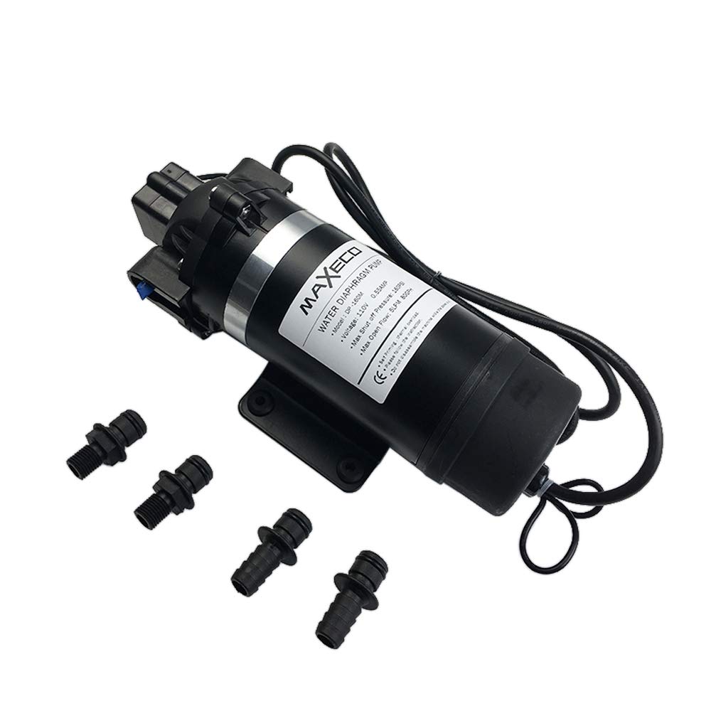 MAXECO 110V 160PSI High Pressure Diaphragm Water Pump - Self Priming 80GPH 5LPM Water Pressure Booster for Home, RV, Boat & Marine Use - Perfect for Misting Systems, Caravan Water Supply & Sprayer Applications