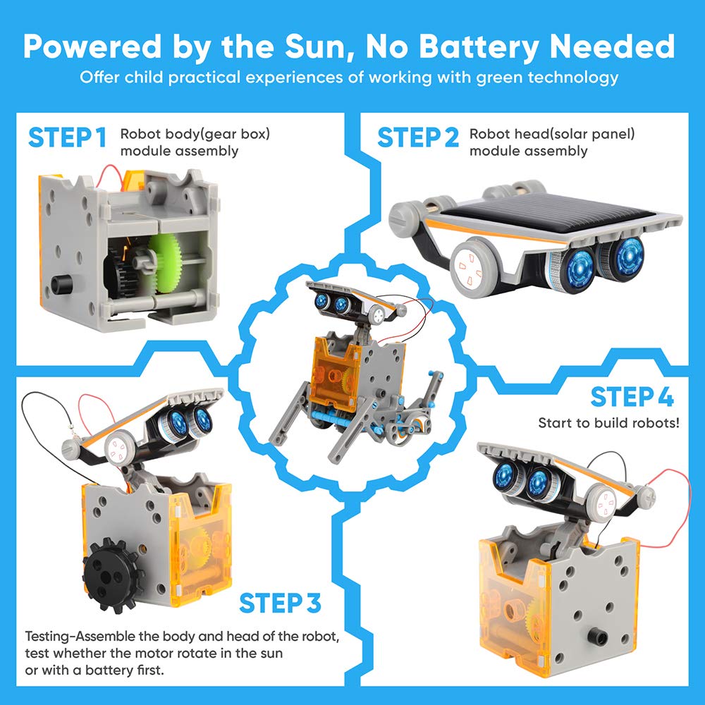 STEM Solar Robot Kit for Kids Ages 8-13 - Build 12 Different Science Robots with Solar Power - Educational Engineering Toy for School Projects, Birthday Gifts & STEM Learning Activities