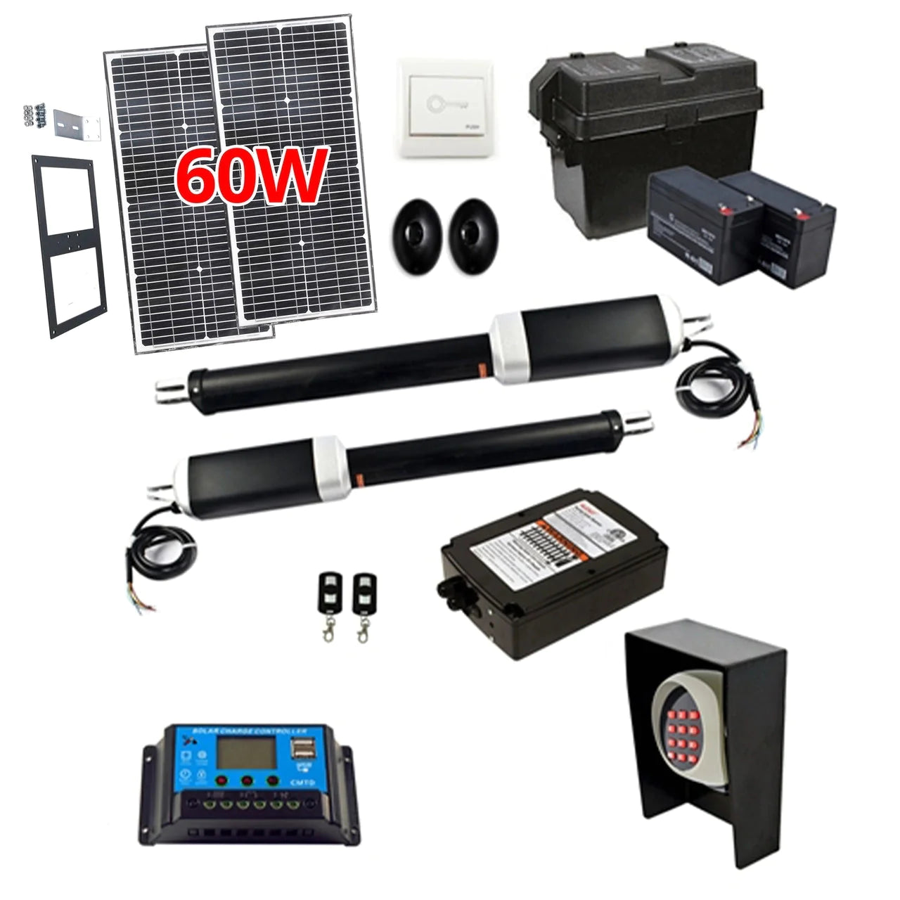 Aleko GG1300U/AS1300U Dual Swing Gate Opener - ETL Certified Solar Powered Automatic Gate Motor with 60W Solar Kit for Driveway Security | Perfect for Residential & Commercial Properties