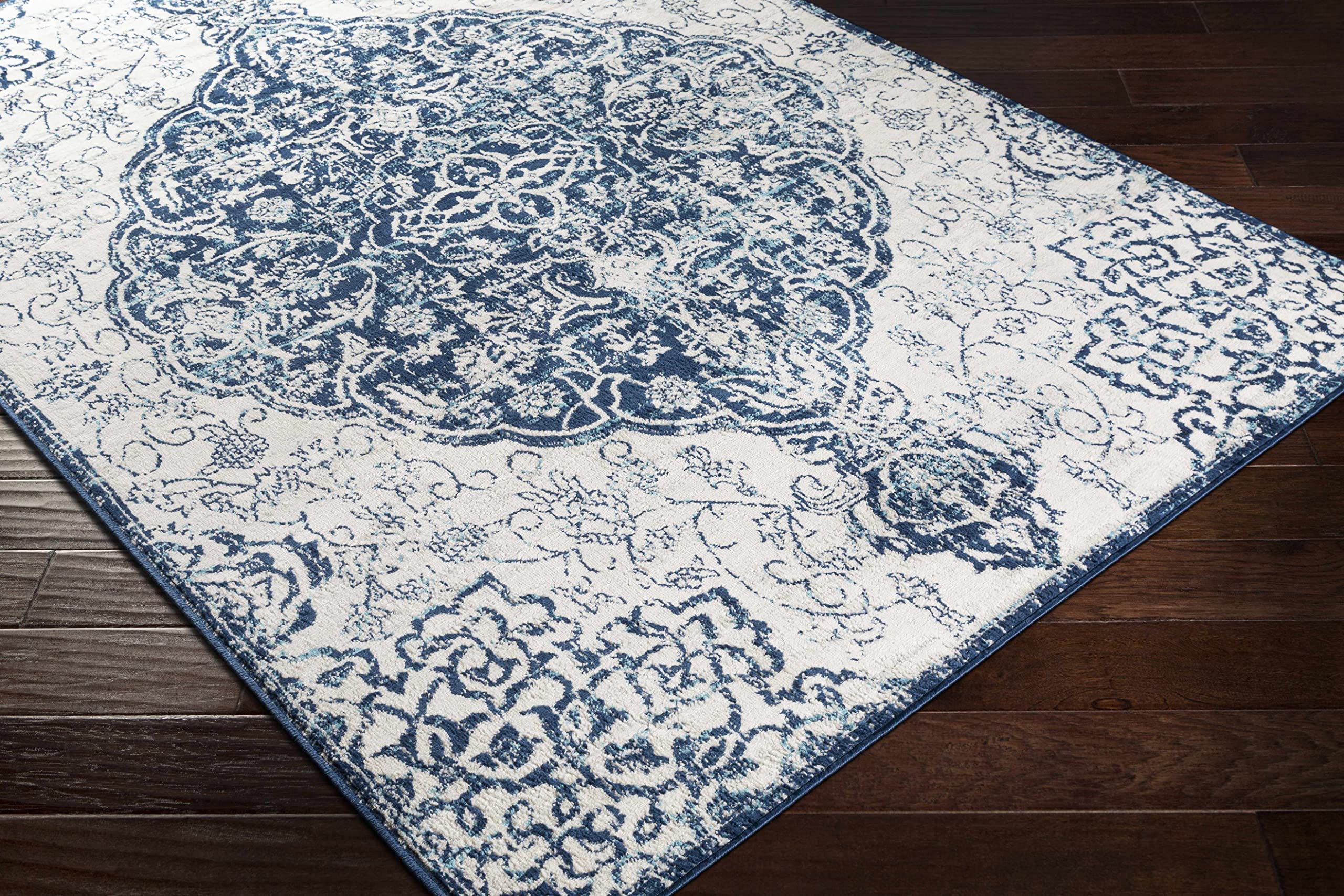 Hauteloom Traditional Beige and Blue Area Rug 7'10